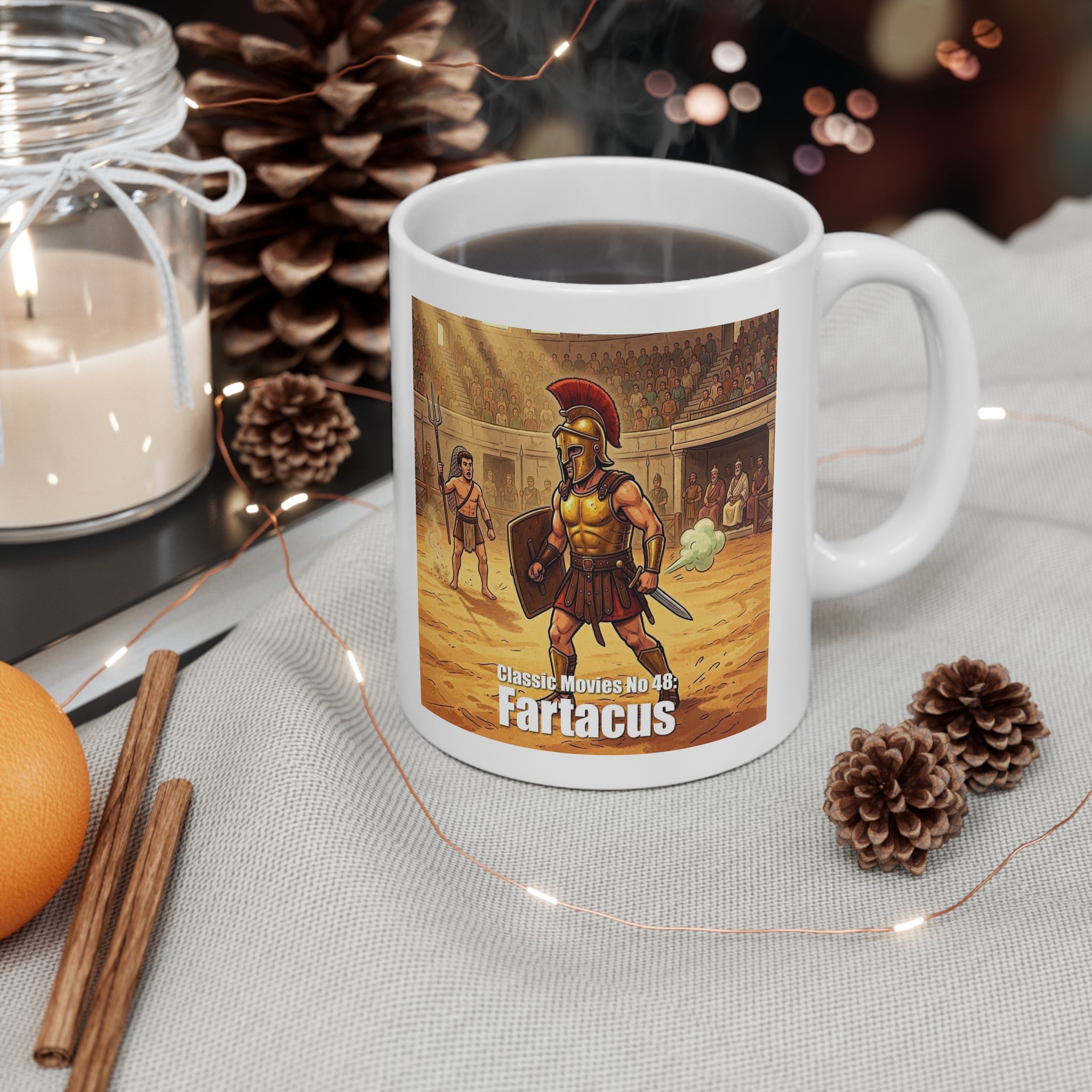 Classic Movies No 48: Fartacus. Gladiator Arena | Ancient Roman Warrior Design - 11oz Mug