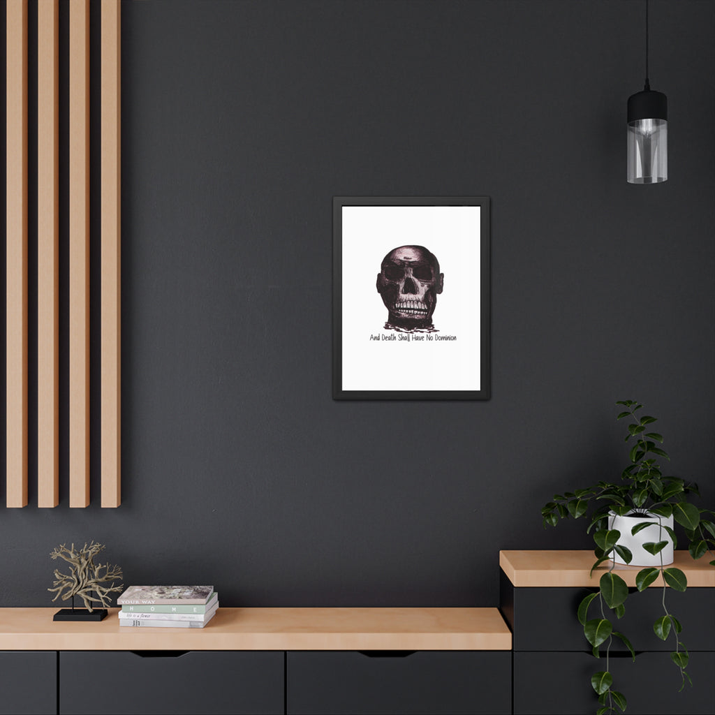 Framed Poster — Skull Illustration with "And Death Shall Have No Dominion" (Gothic Wall Art)