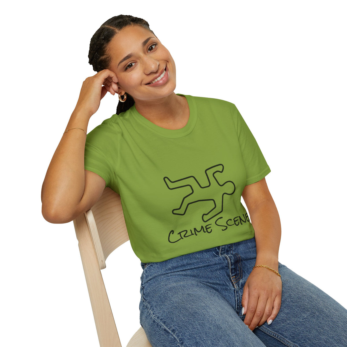 Crime Scene T-Shirt – Minimal Chalk Outline Graphic Tee