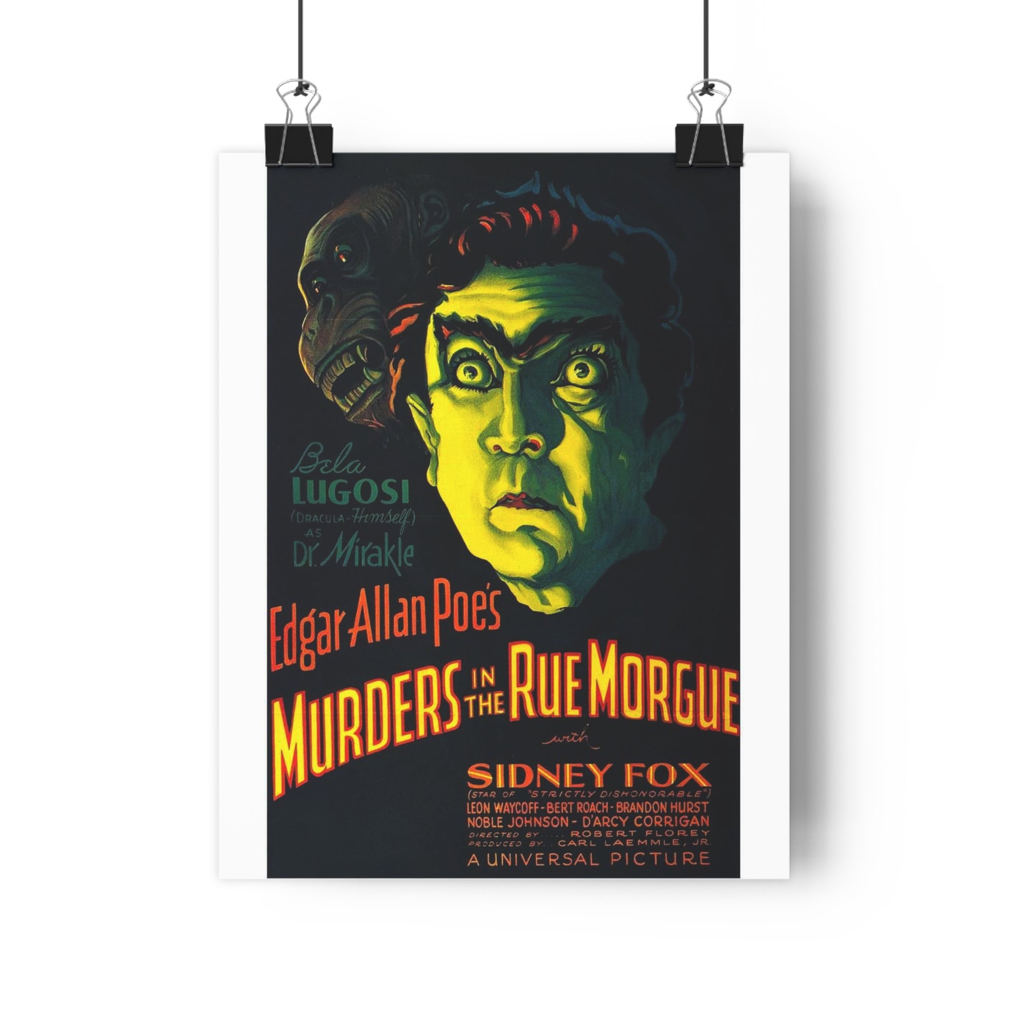 Vintage Horror Poster — "Edgar Allan Poe's Murders in the Rue Morgue" Art Print