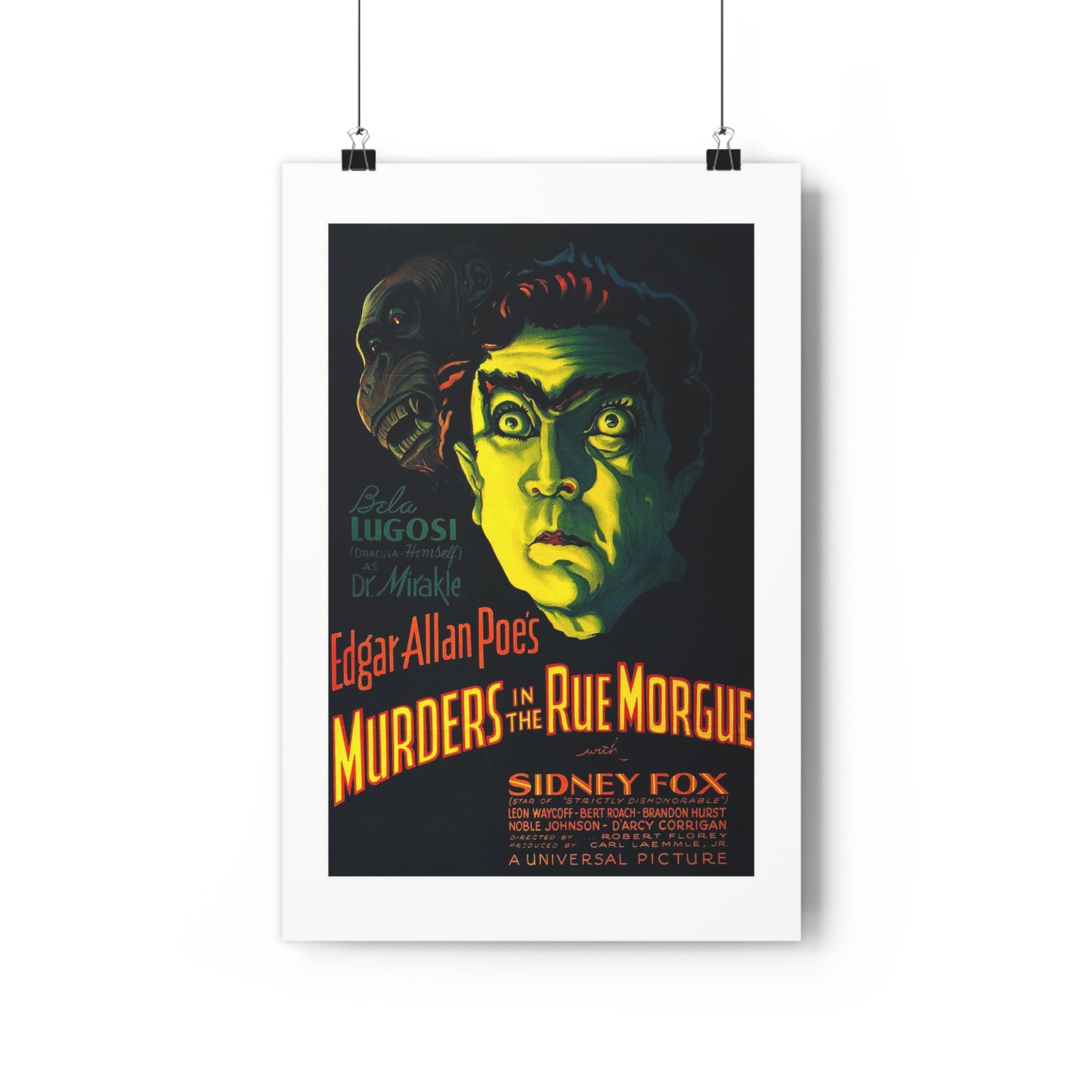 Vintage Horror Poster — "Edgar Allan Poe's Murders in the Rue Morgue" Art Print