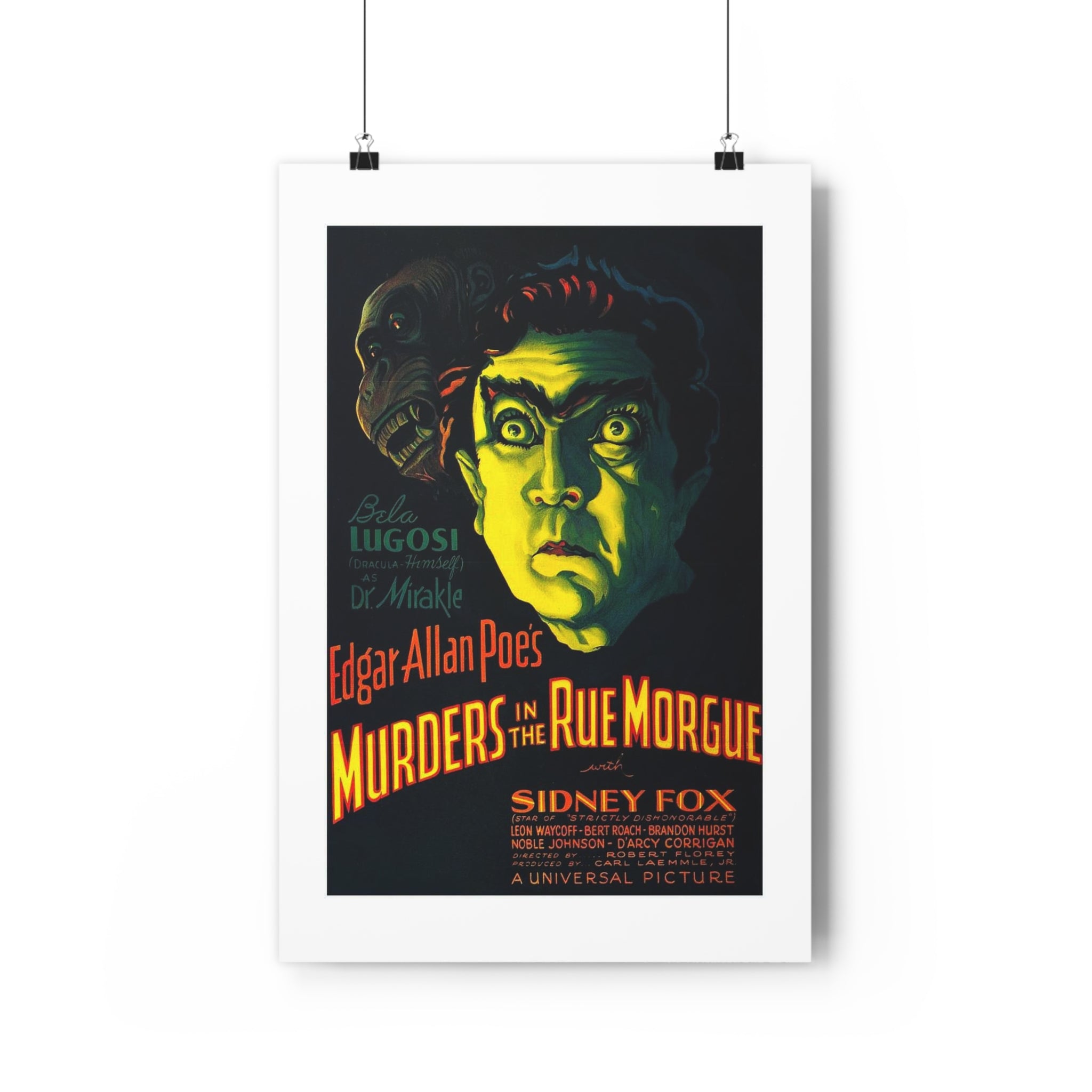 Vintage Horror Poster — "Edgar Allan Poe's Murders in the Rue Morgue" Art Print