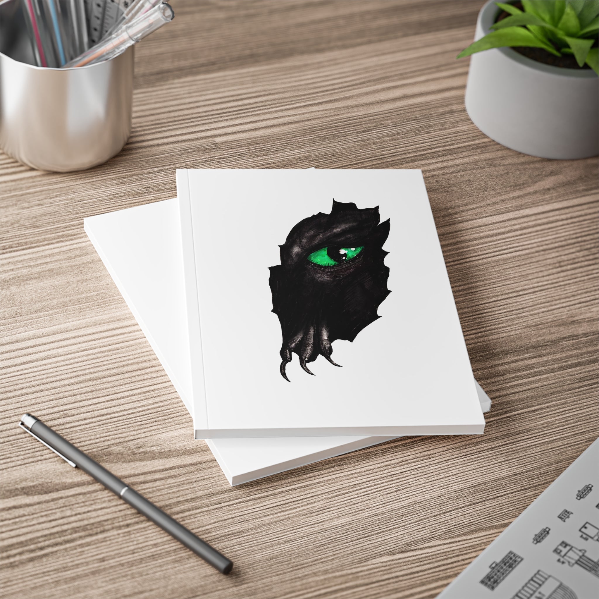 Green Dragon Eye and Claw A5 Softcover Notebook — Green Fantasy Sketch Journal