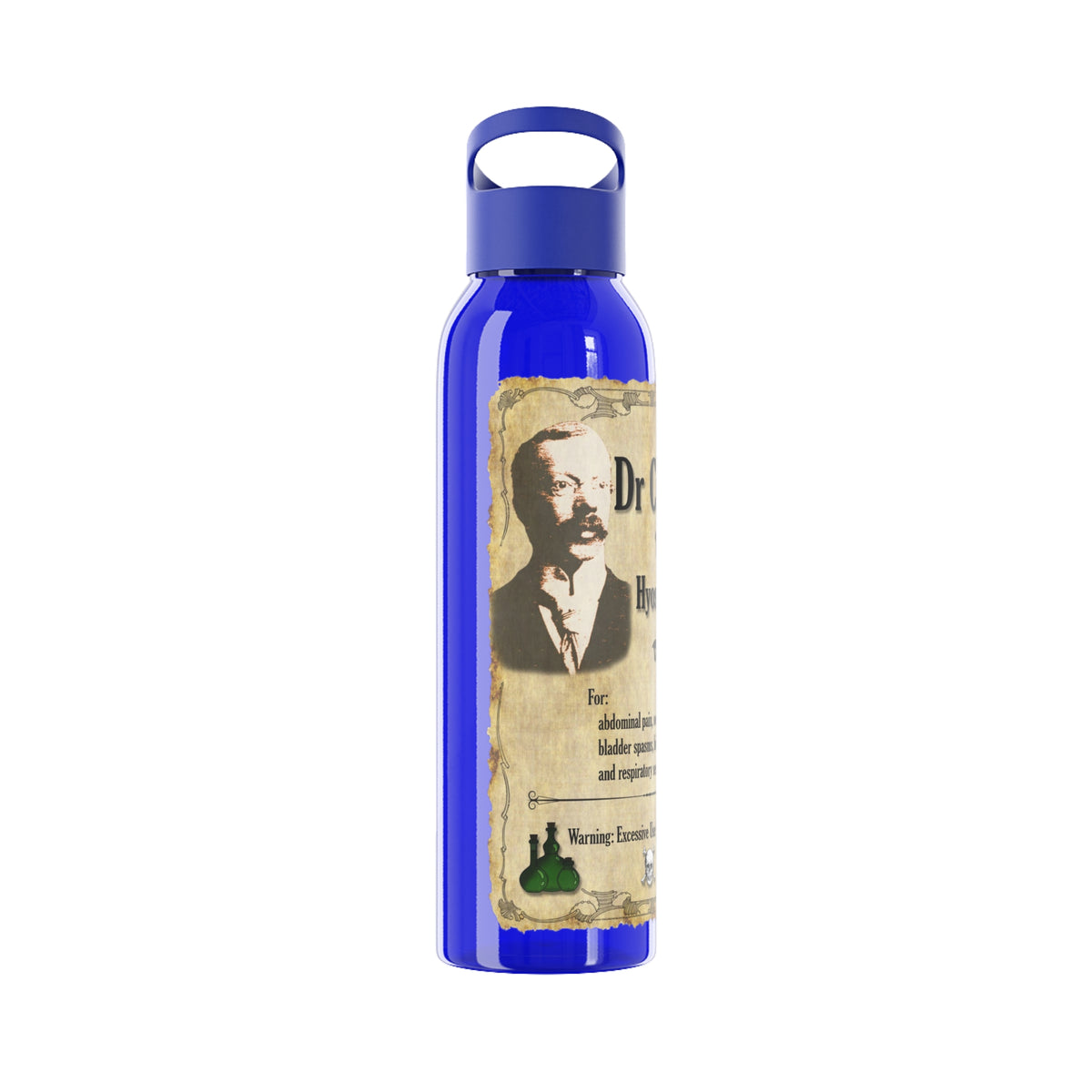 Vintage Apothecary Sky Water Bottle - “Dr Crippen’s Famous Hyoscine Tonic” Design