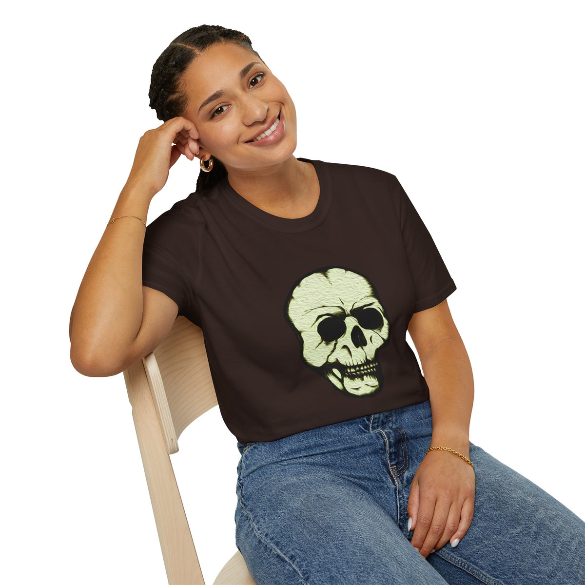 Skull Design T-Shirt — Halloween Neon Skull Graphic Tee