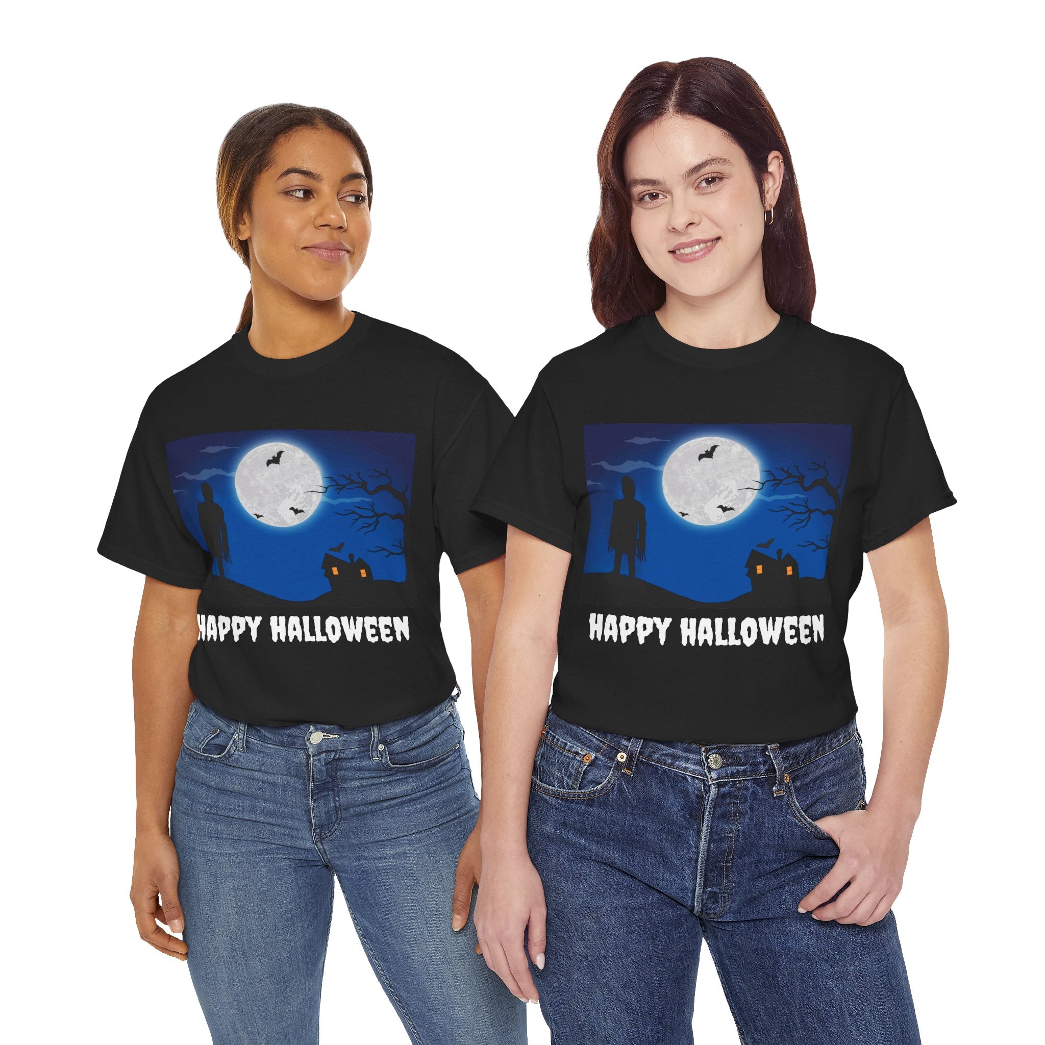 Happy Halloween Wicker Man T-Shirt | Haunted House, Full Moon, Bats