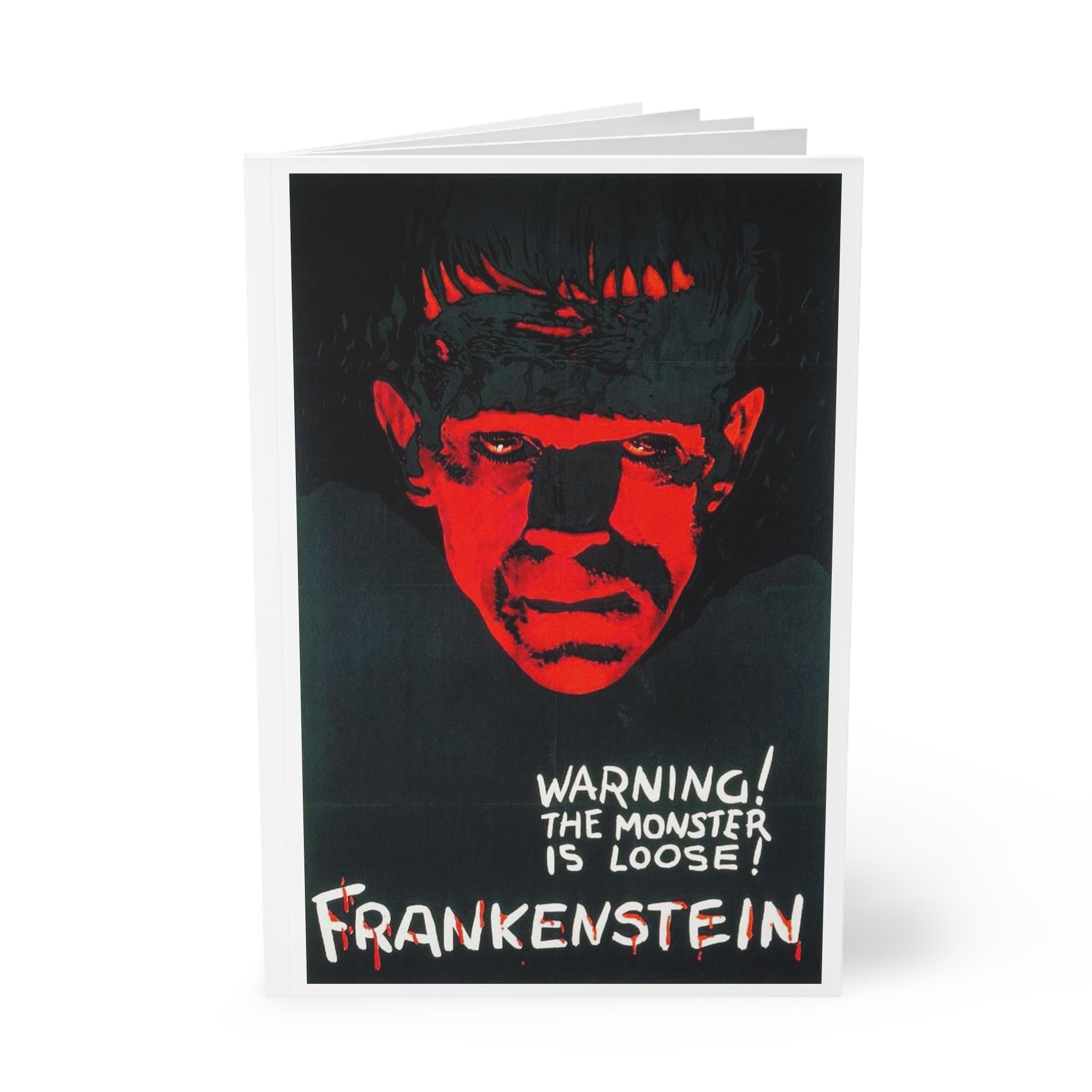 Frankenstein A5 Softcover Notebook — 'Warning! The Monster Is Loose' Retro Horror Journal