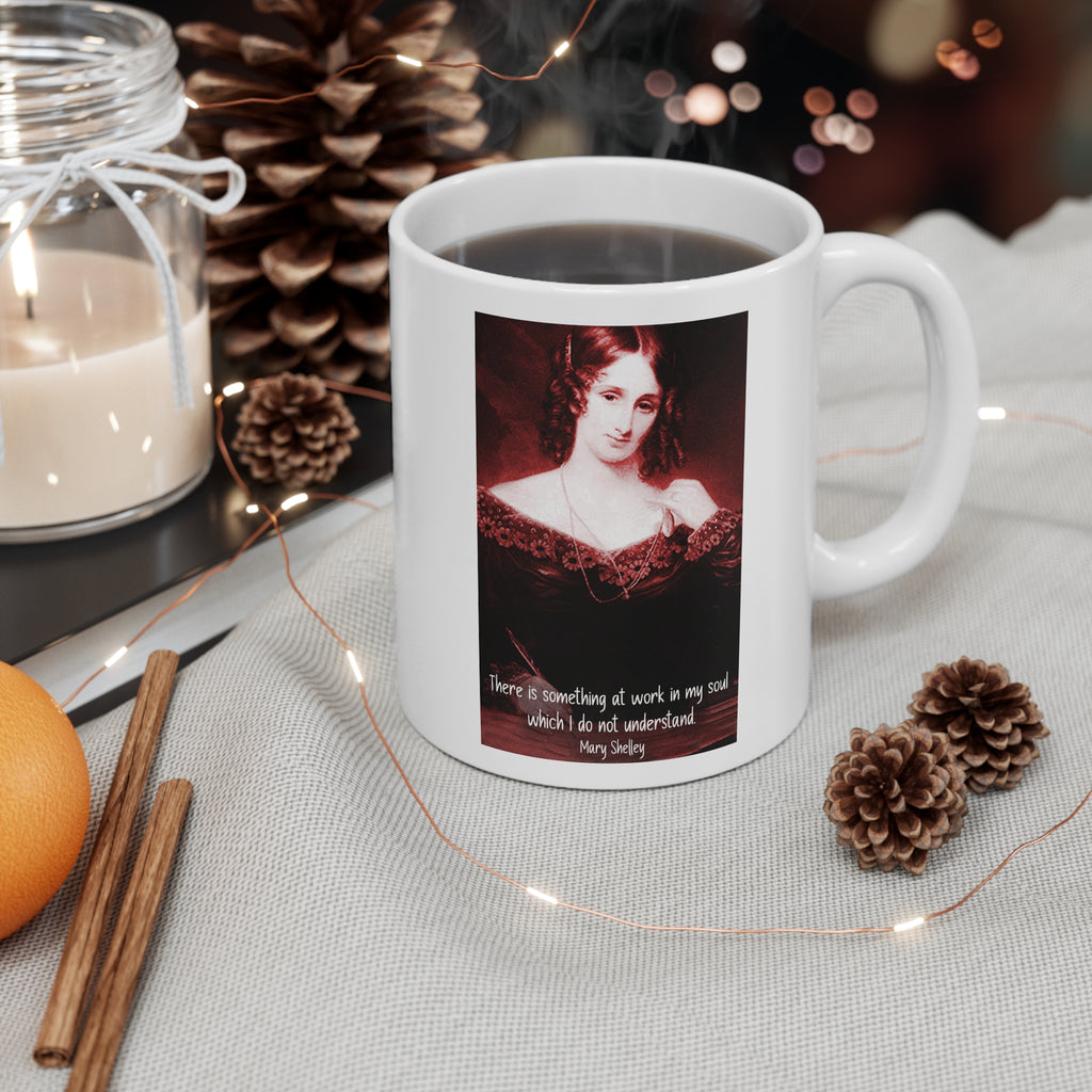 Gothic Mary Shelley Portrait Coffee Mug —  11oz White Mug