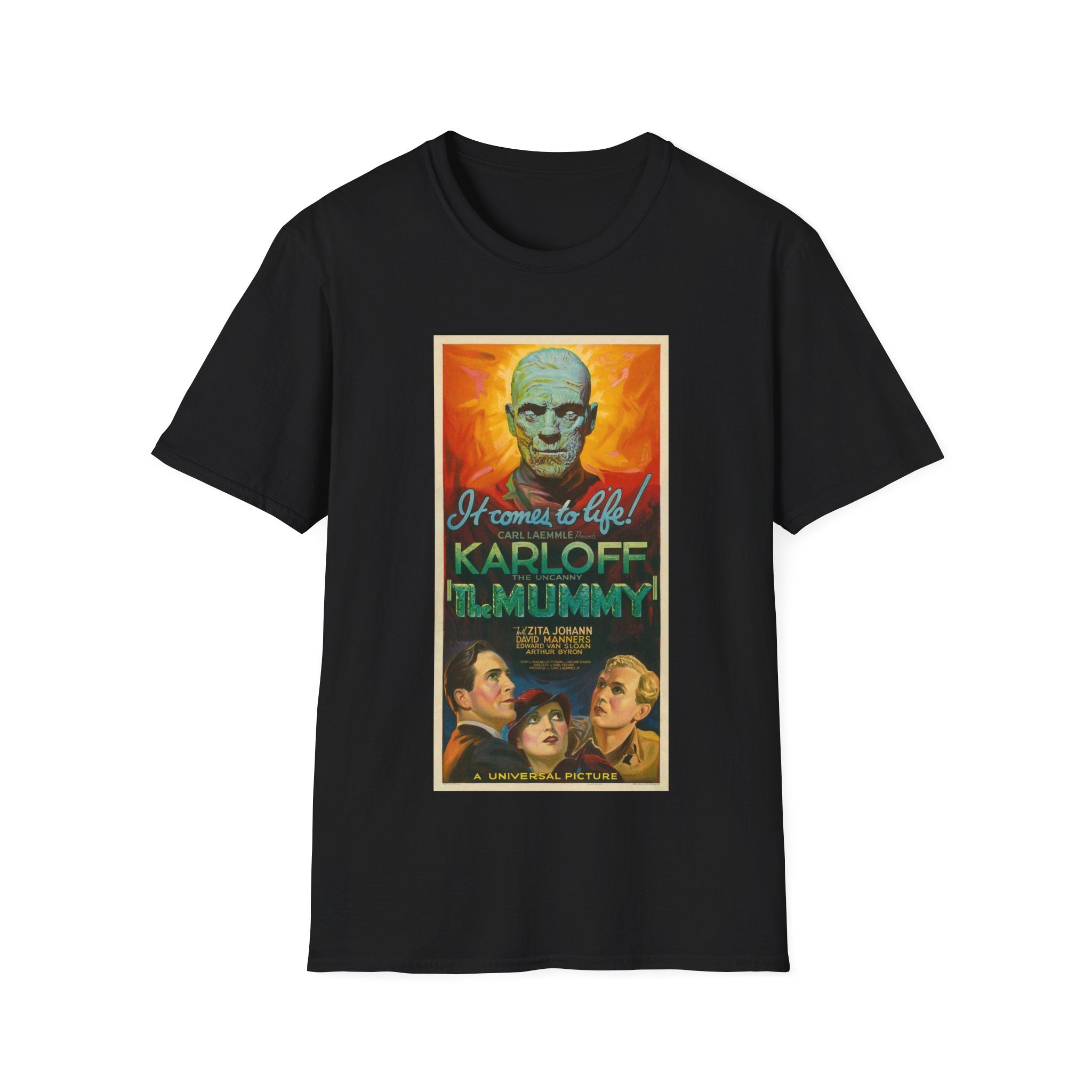 Mummy Movie Poster T‑Shirt — "It Comes to Life!" Classic Boris Karloff Horror Tee