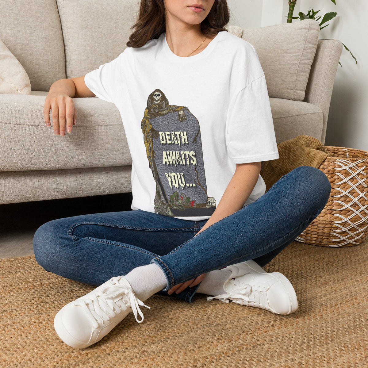 Death Awaits You T-Shirt — Grim Reaper Vintage Goth Tee