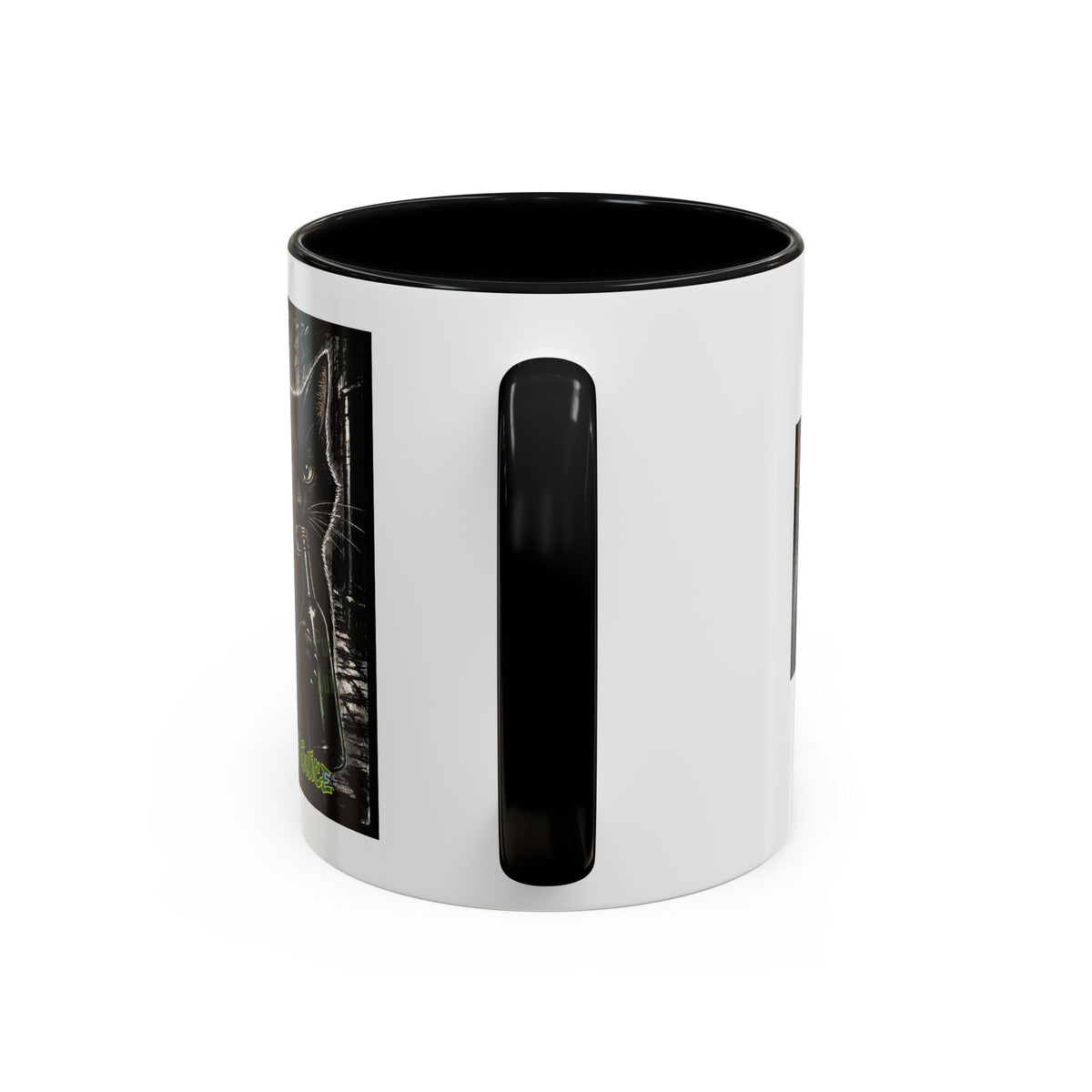 Black Cat Coffee Mug — 'Pussy Juice' Gothic Cat Accent Mug (11/15oz)
