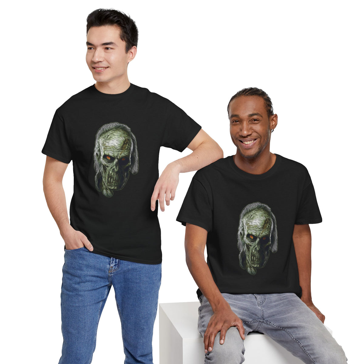 Zombie Horror Skull Tee — Eerie Green Zombie Face Graphic T-Shirt