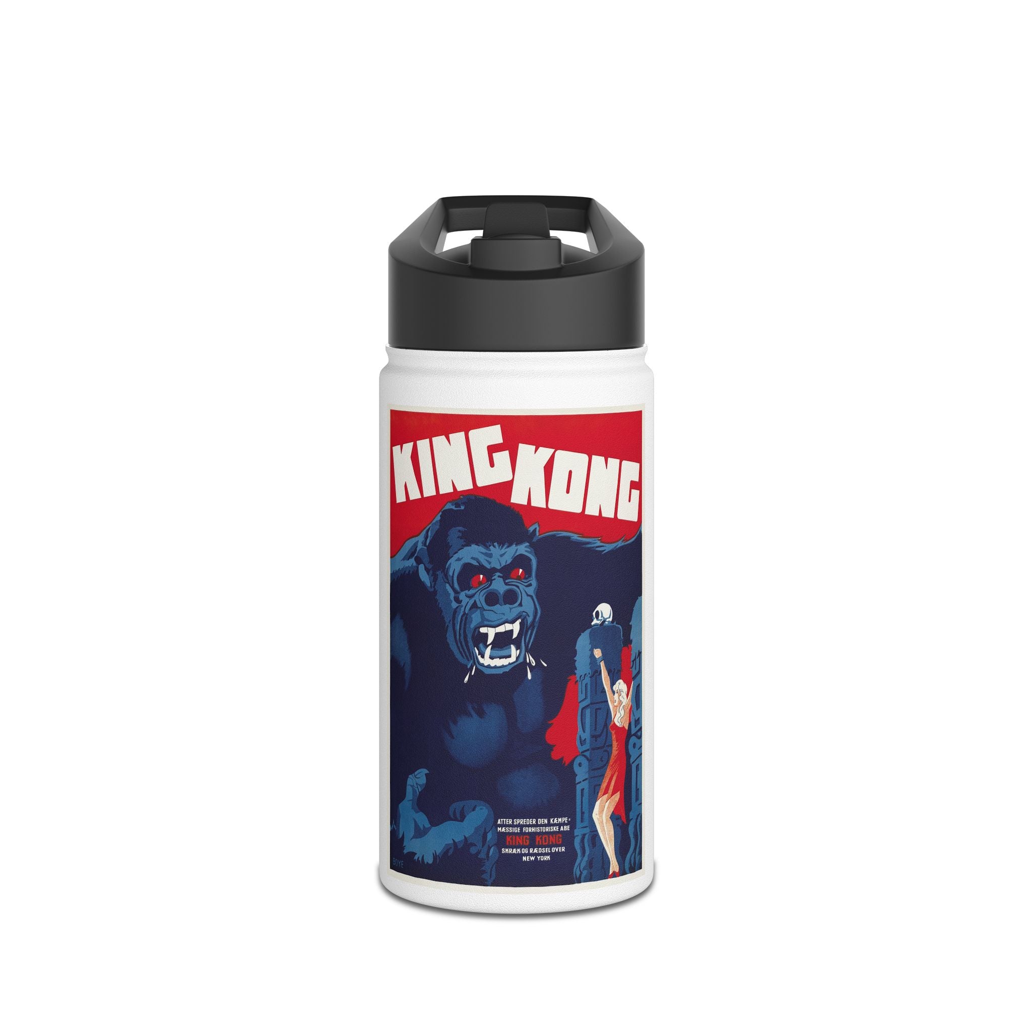 King Kong Retro Poster Stainless Steel Water Bottle — Vintage Monster Movie Design