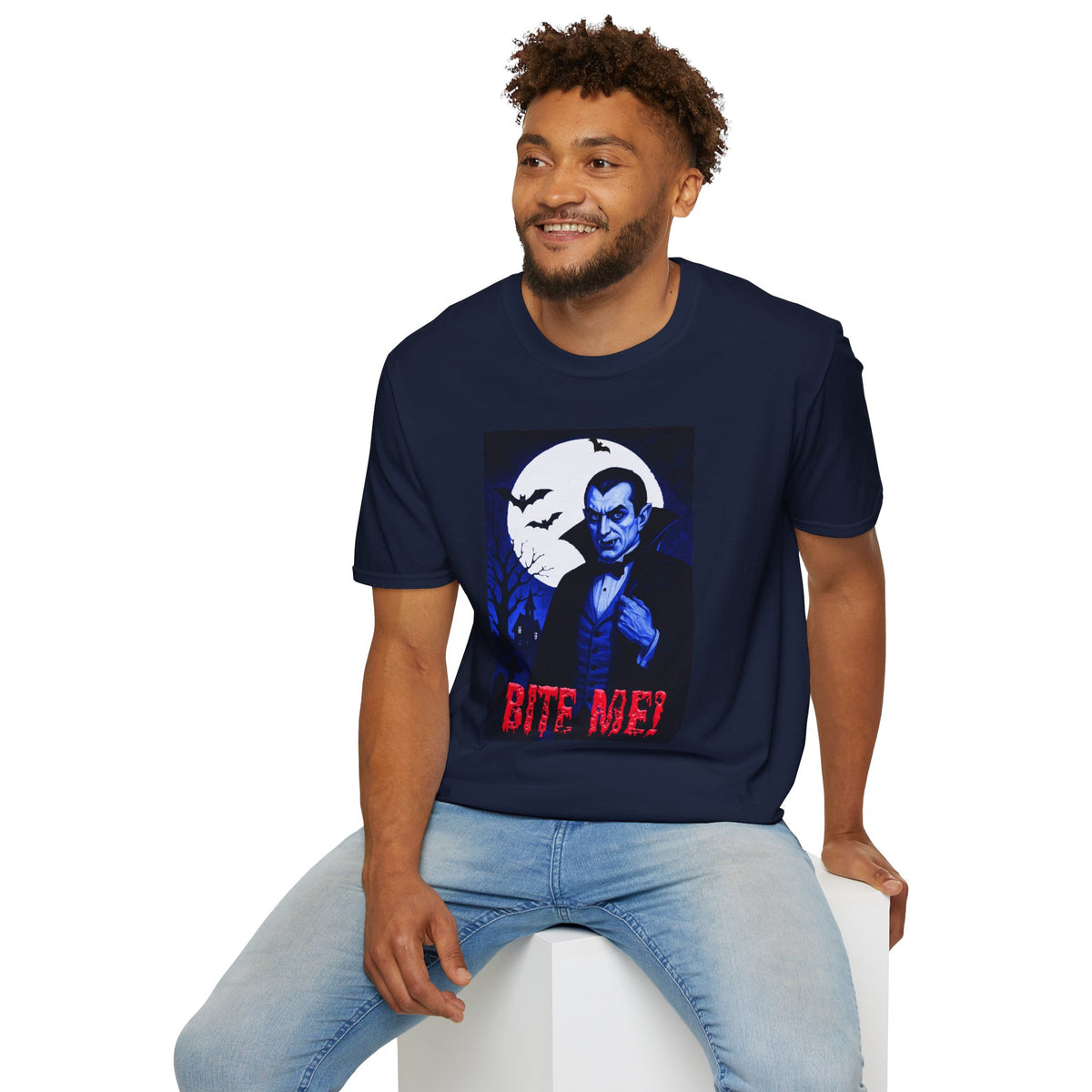 Vampire Graphic T-Shirt — 'Bite Me!' Moonlit Dracula Halloween Tee