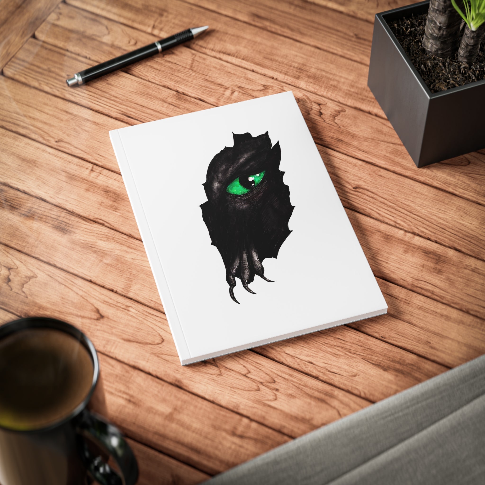Green Dragon Eye and Claw A5 Softcover Notebook — Green Fantasy Sketch Journal