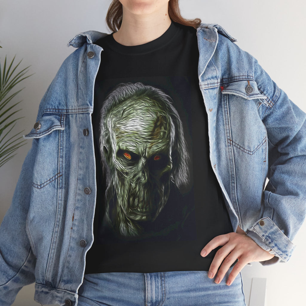 Zombie Horror Skull Tee — Eerie Green Zombie Face Graphic T-Shirt