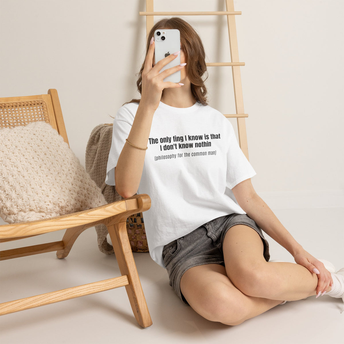 Philosophy Tee — "The only fing I know..." Statement T-Shirt