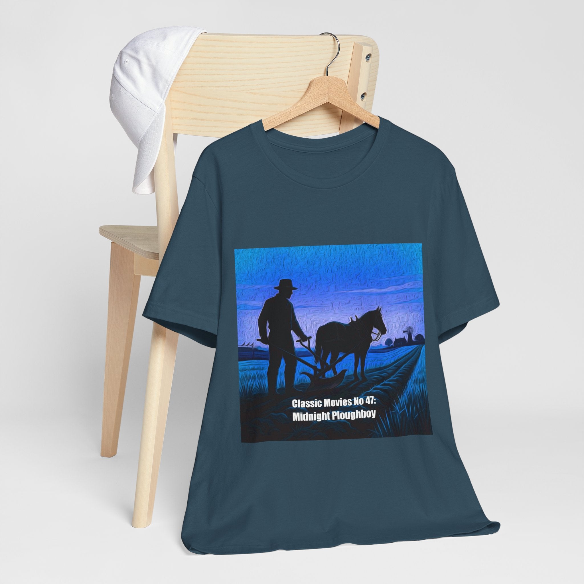 Classic Movies No 47 - Midnight Ploughboy Silhouette with Horse T-Shirt | Sunset Scene