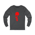 Red Skull Silhouette Long Sleeve Tee — Minimalist Skull Graphic