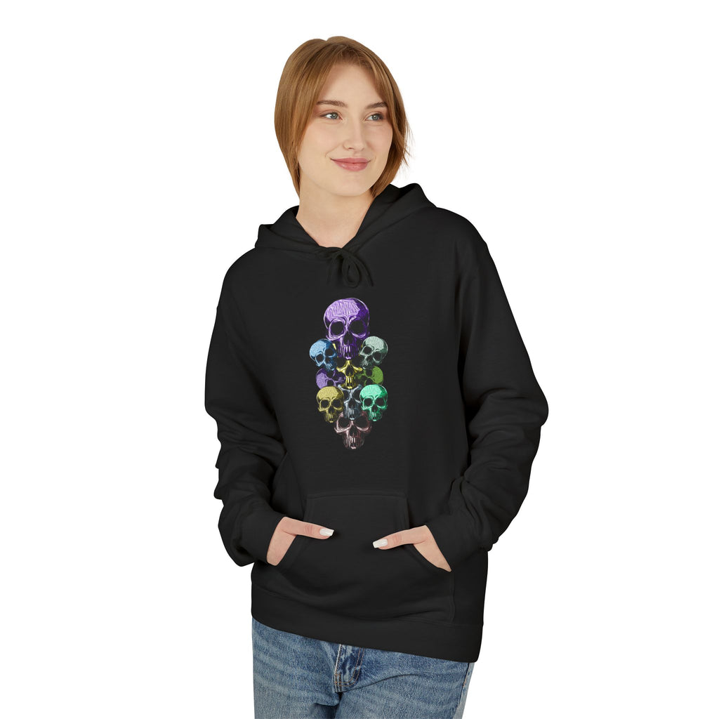 Rainbow Skull Stack Hoodie | Multicolour Skull Art, Gothic Pullover