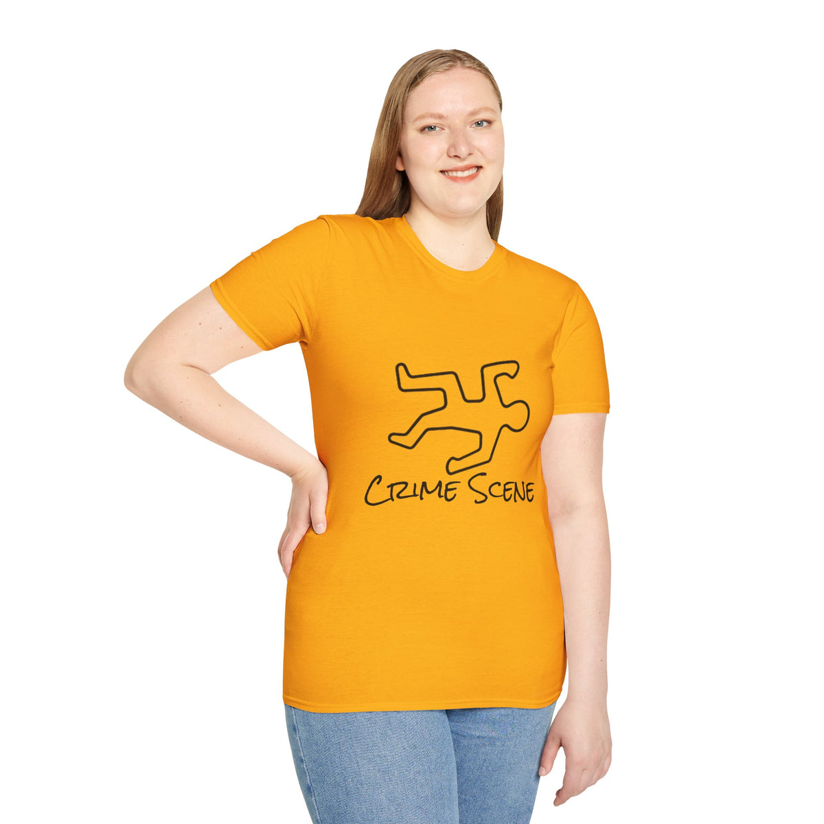 Crime Scene T-Shirt – Minimal Chalk Outline Graphic Tee