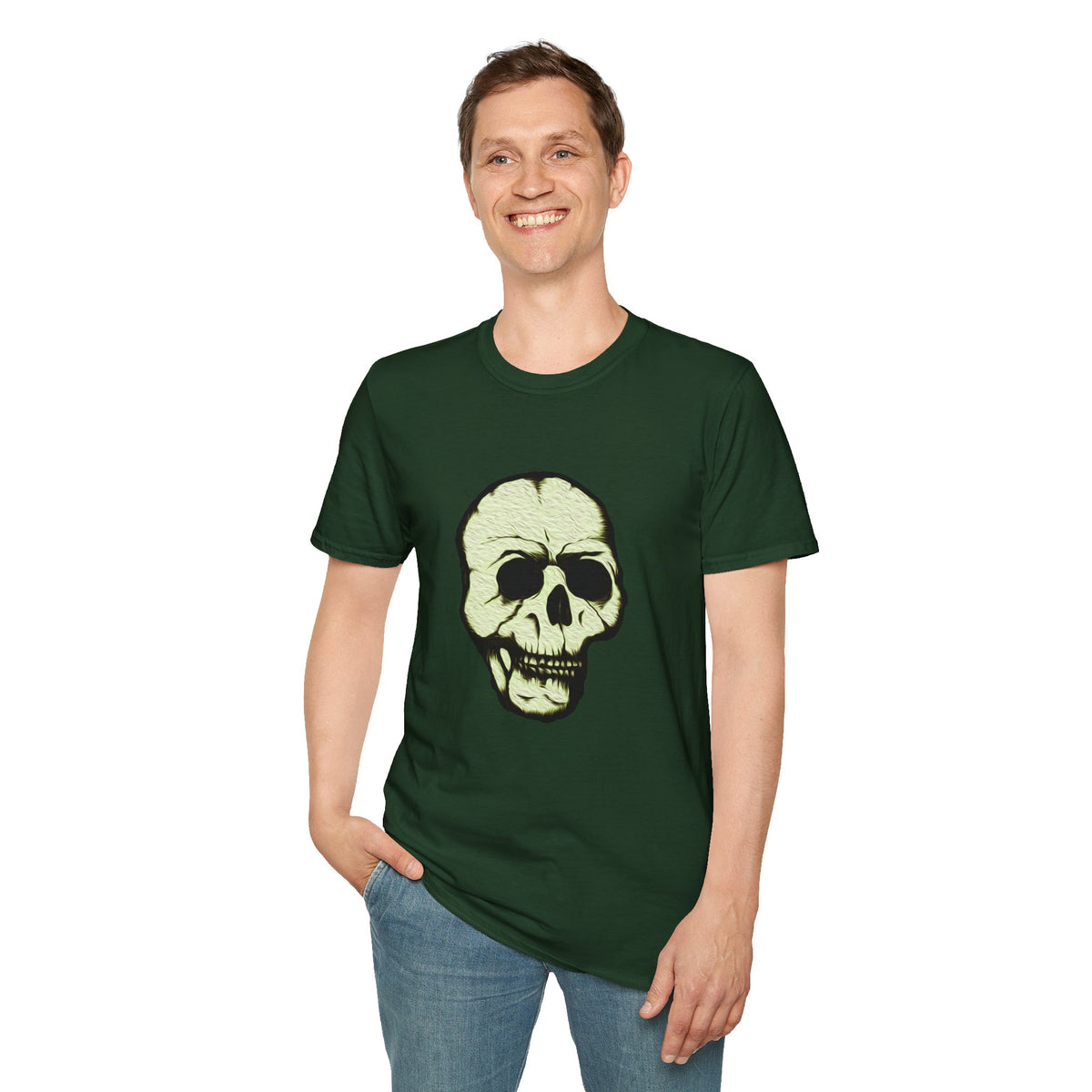 Skull Design T-Shirt — Halloween Neon Skull Graphic Tee