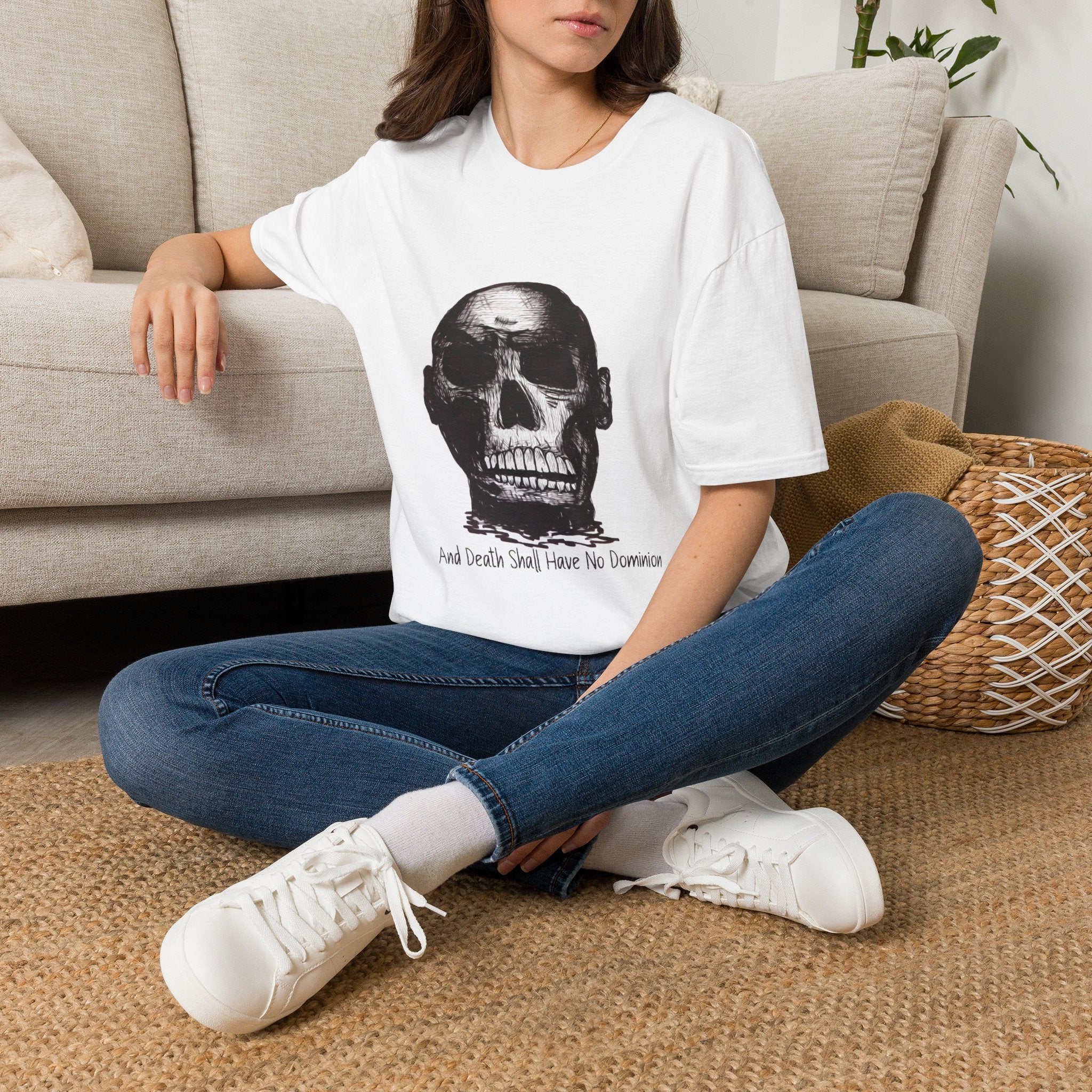 Skull Design by PhatBob. And Death Shall Have No Dominion. Skull Illustration T-Shirt — Bold Vintage Skull Graphic Tee