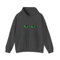 Black Hoodie with Neon Green Dragon Eyes — Spooky Graphic