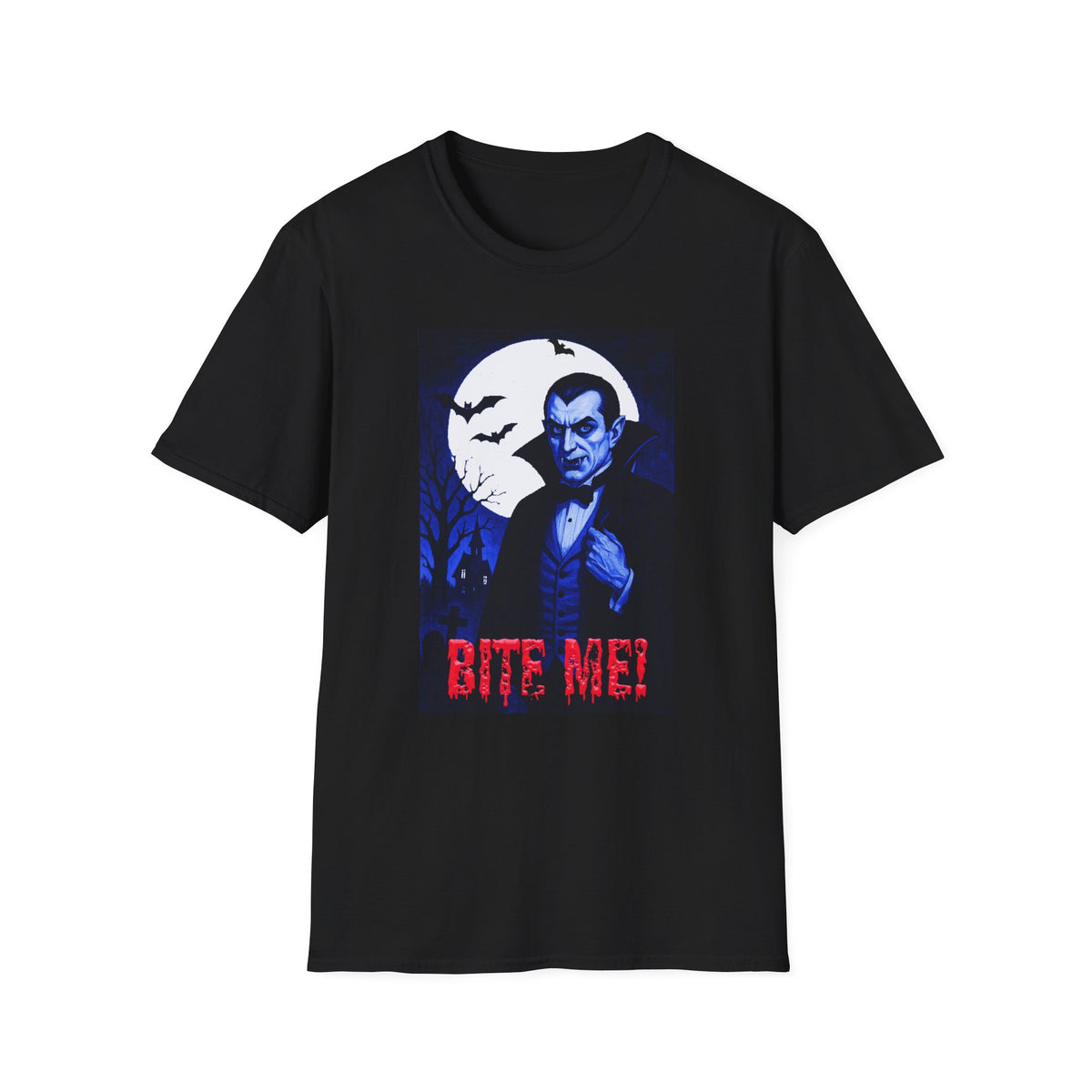 Vampire Graphic T-Shirt — 'Bite Me!' Moonlit Dracula Halloween Tee