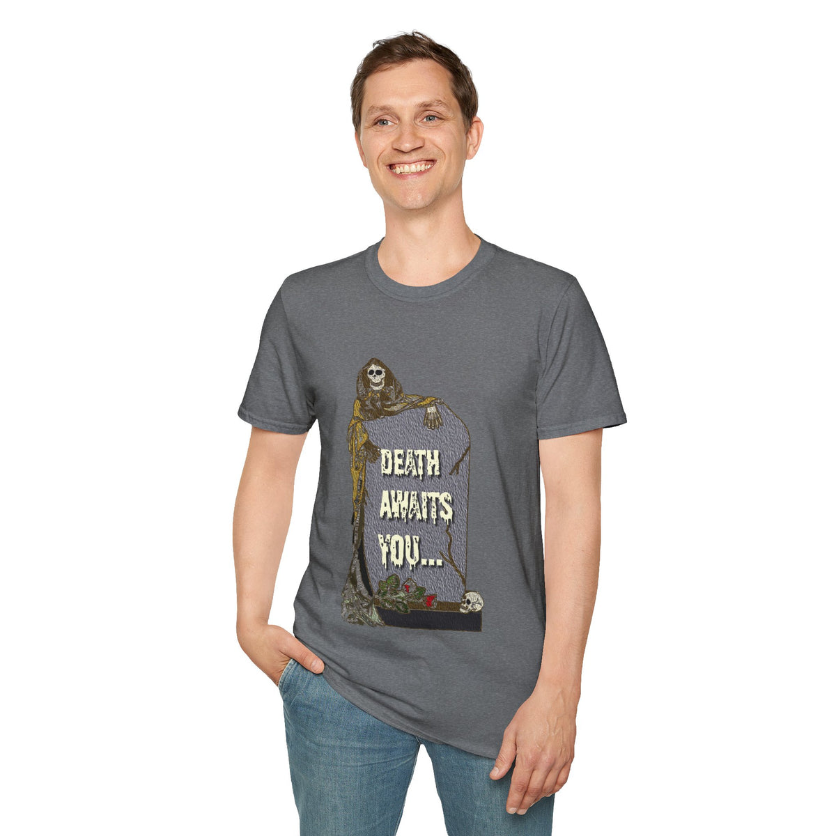 Death Awaits You T-Shirt — Grim Reaper Vintage Goth Tee