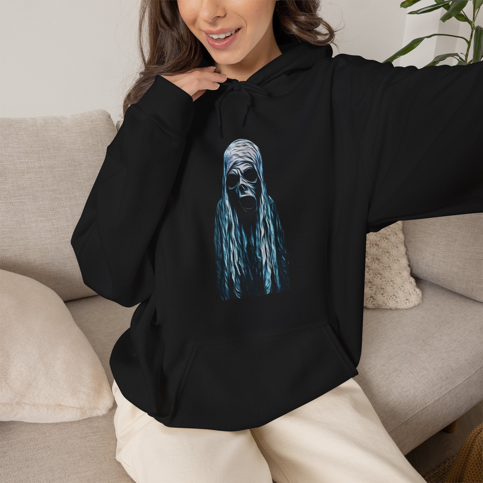 Screaming Ghoul Hoodie – Blue Haunting Portrait Hooded Sweatshirt
