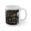 Death and Taxis Mug — Vintage London Scene Coffee Cup with Quote