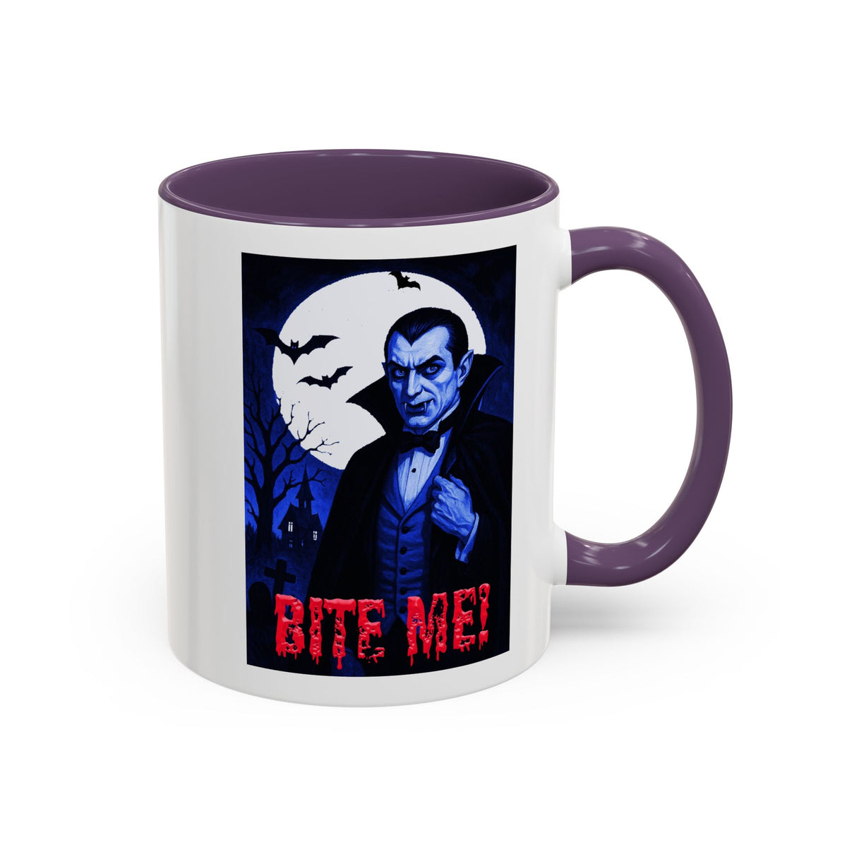 Vampire 'Bite Me!' Accent Coffee Mug – Gothic Halloween Coffee Cup