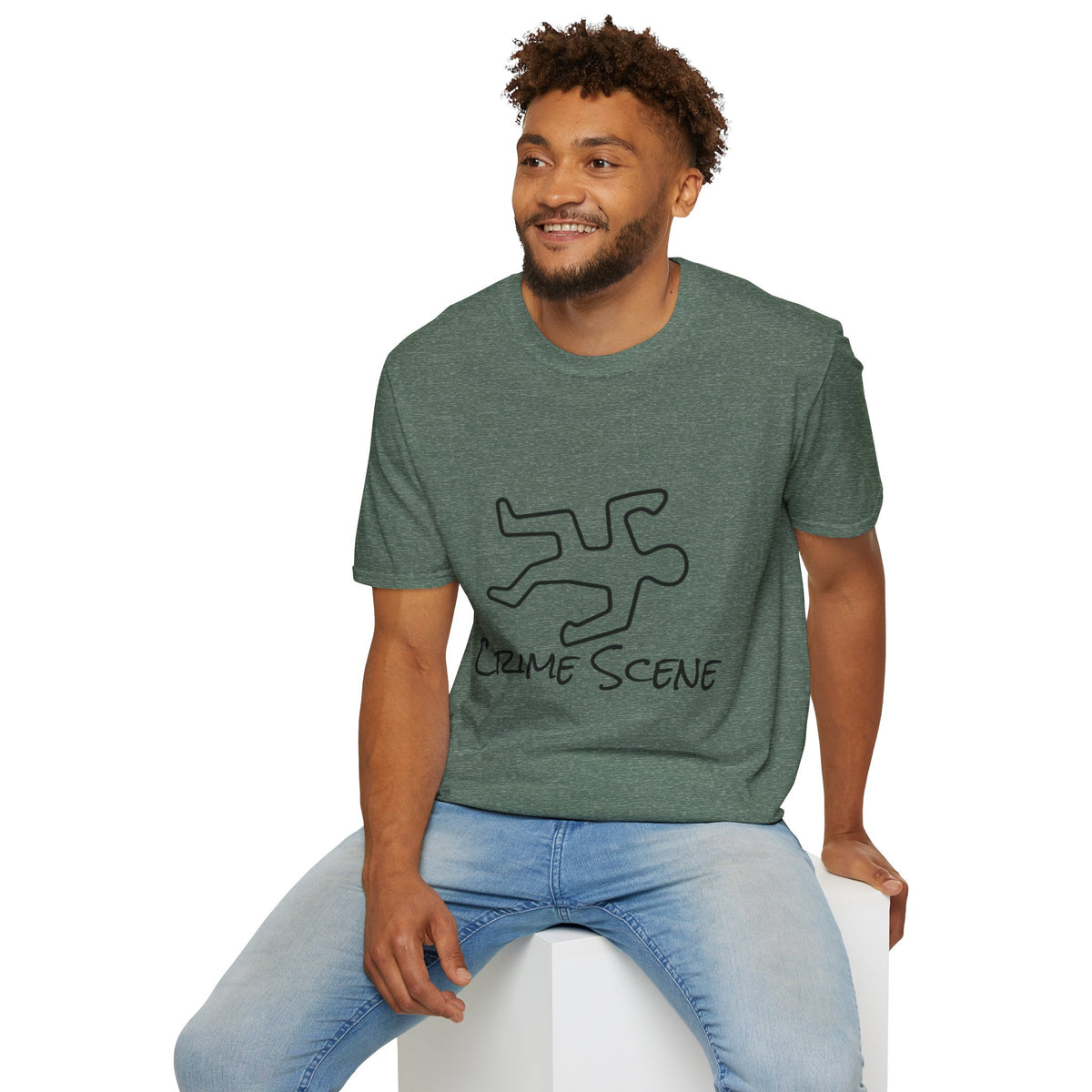 Crime Scene T-Shirt – Minimal Chalk Outline Graphic Tee