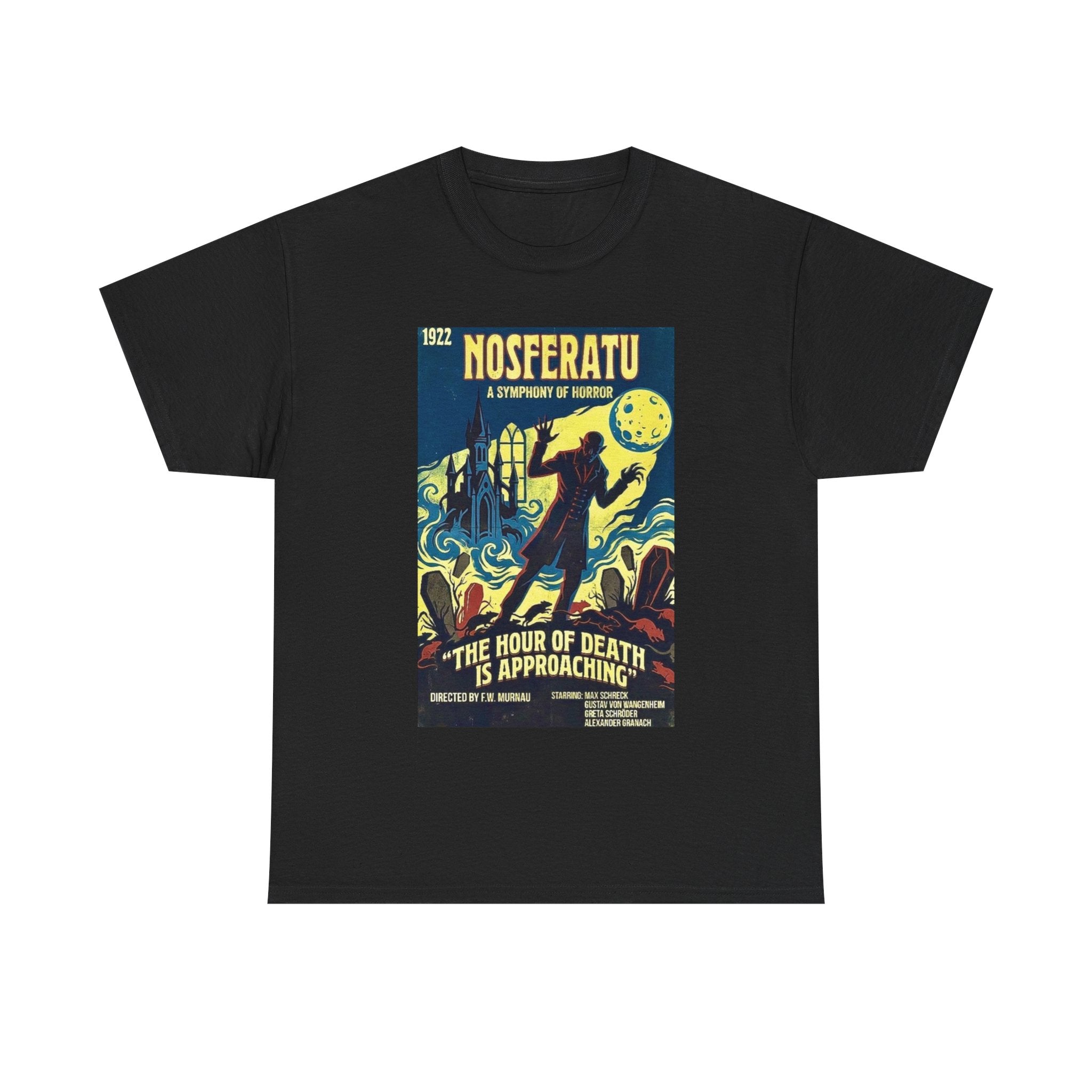 Nosferatu Poster T-Shirt — The Hour of Death Is Approaching Vintage Horror Tee