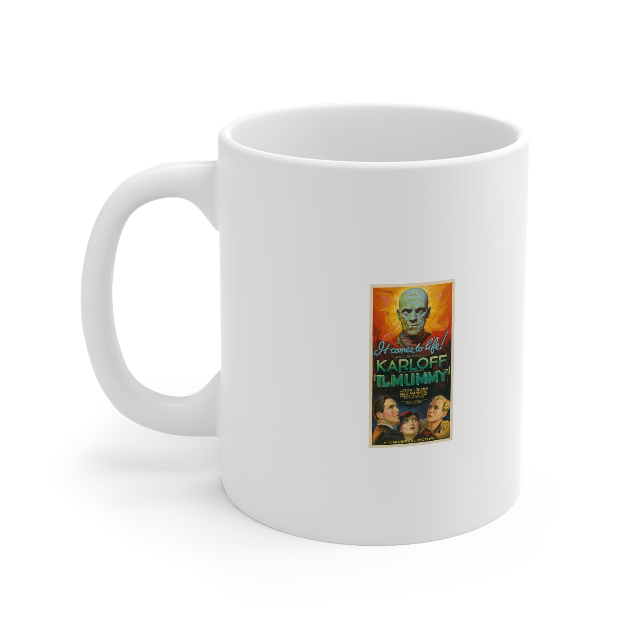 Classic Monster Movie Mug — Karloff The Mummy Retro Poster 11oz