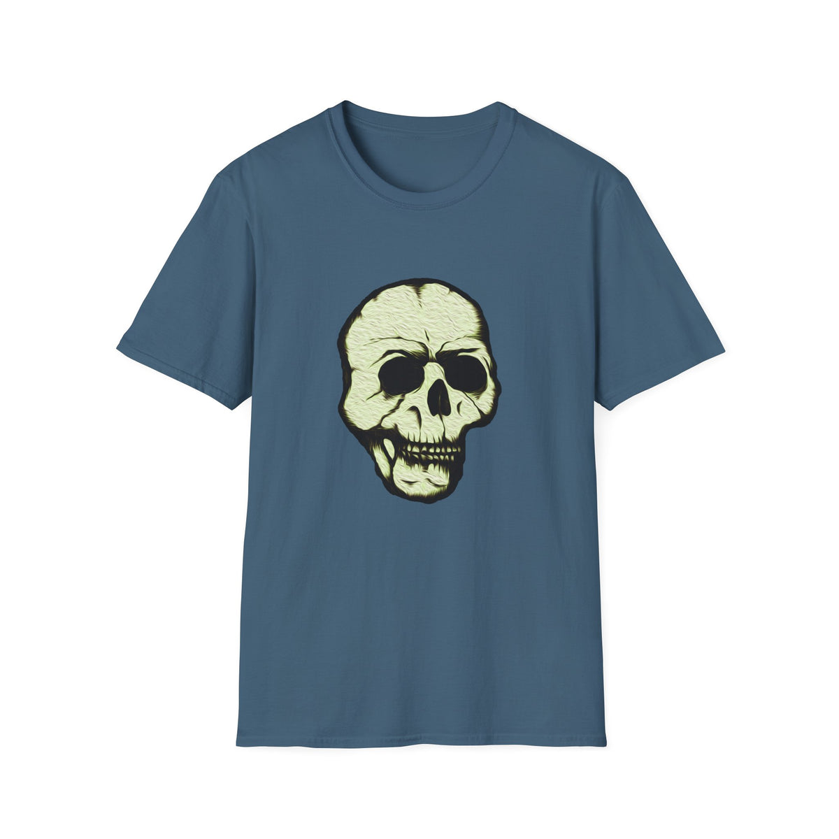 Skull Design T-Shirt — Halloween Neon Skull Graphic Tee