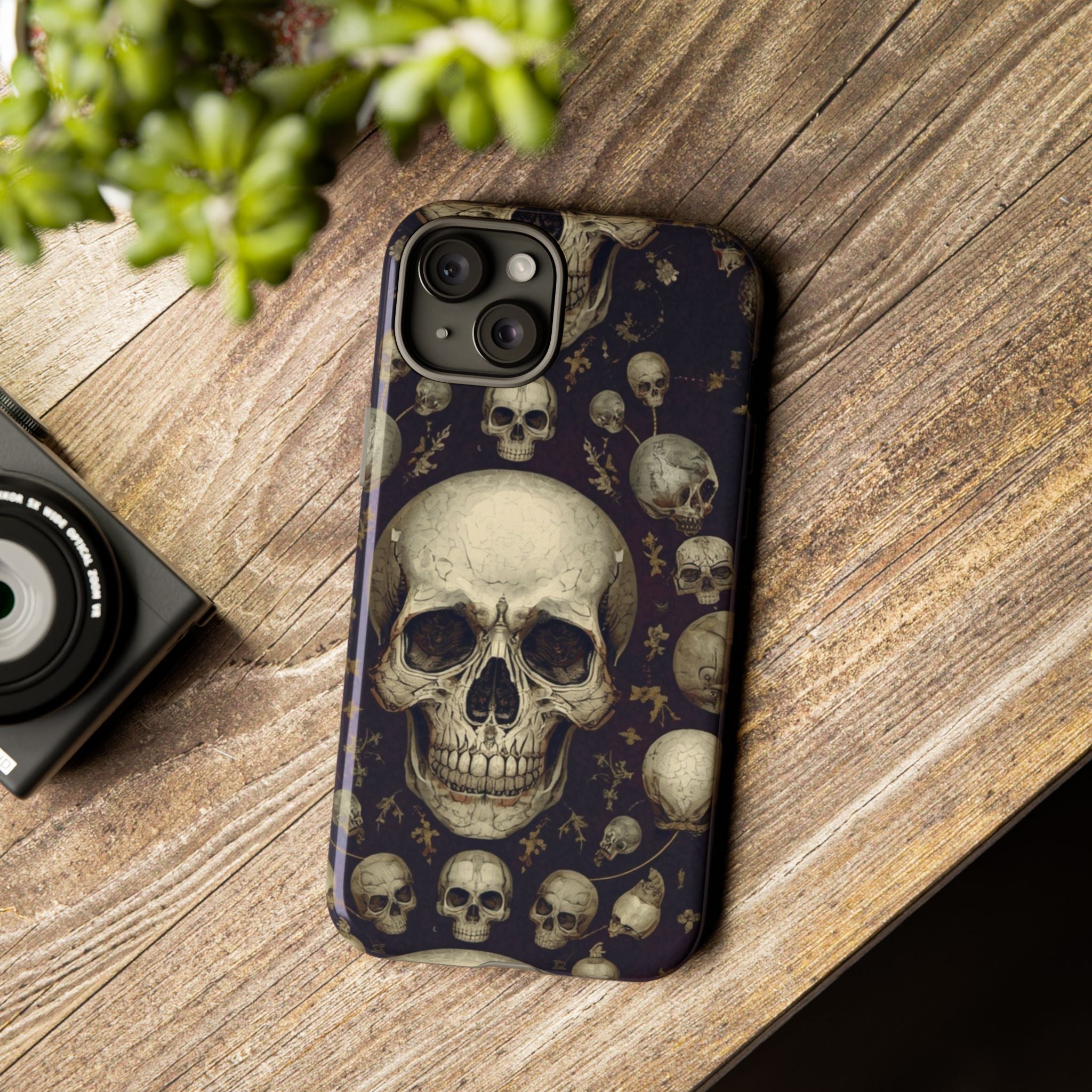 Skull Pattern Phone Case — Gothic Vintage Skull Design for iPhone