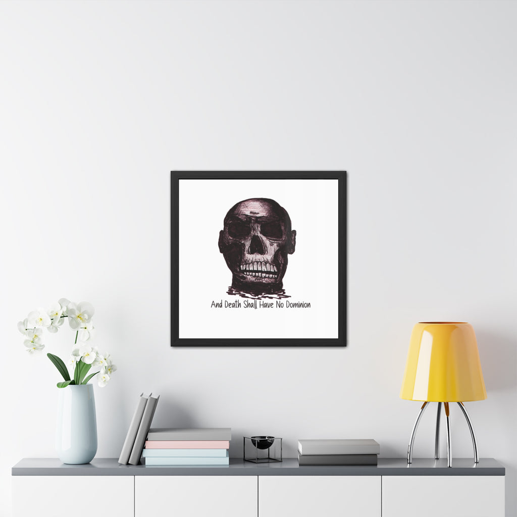 Framed Poster — Skull Illustration with "And Death Shall Have No Dominion" (Gothic Wall Art)
