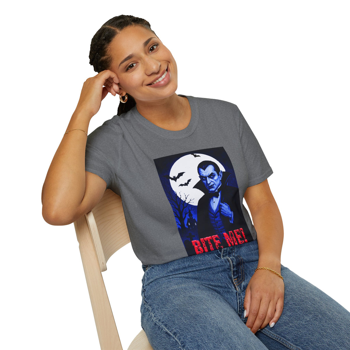 Vampire Graphic T-Shirt — 'Bite Me!' Moonlit Dracula Halloween Tee