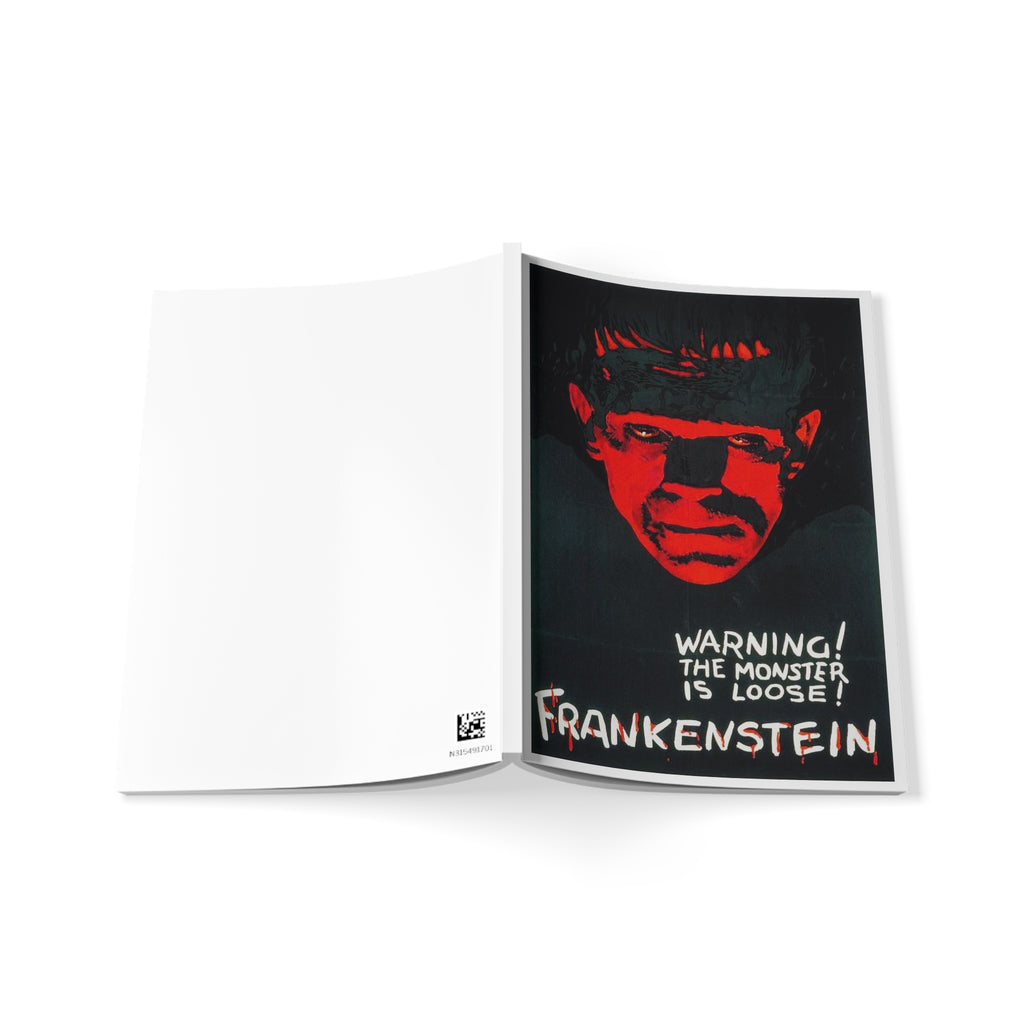 Frankenstein A5 Softcover Notebook — 'Warning! The Monster Is Loose' Retro Horror Journal