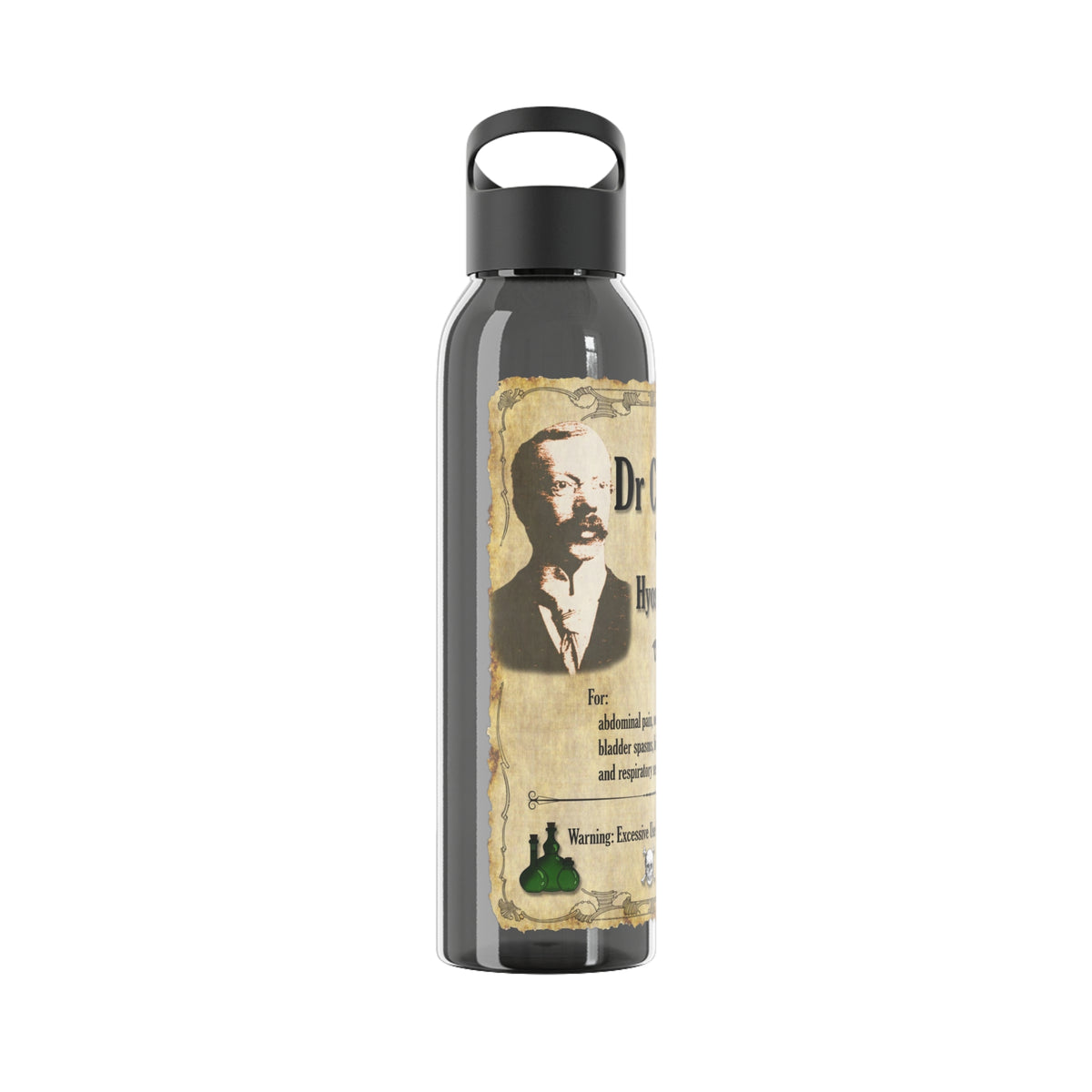 Vintage Apothecary Sky Water Bottle - “Dr Crippen’s Famous Hyoscine Tonic” Design