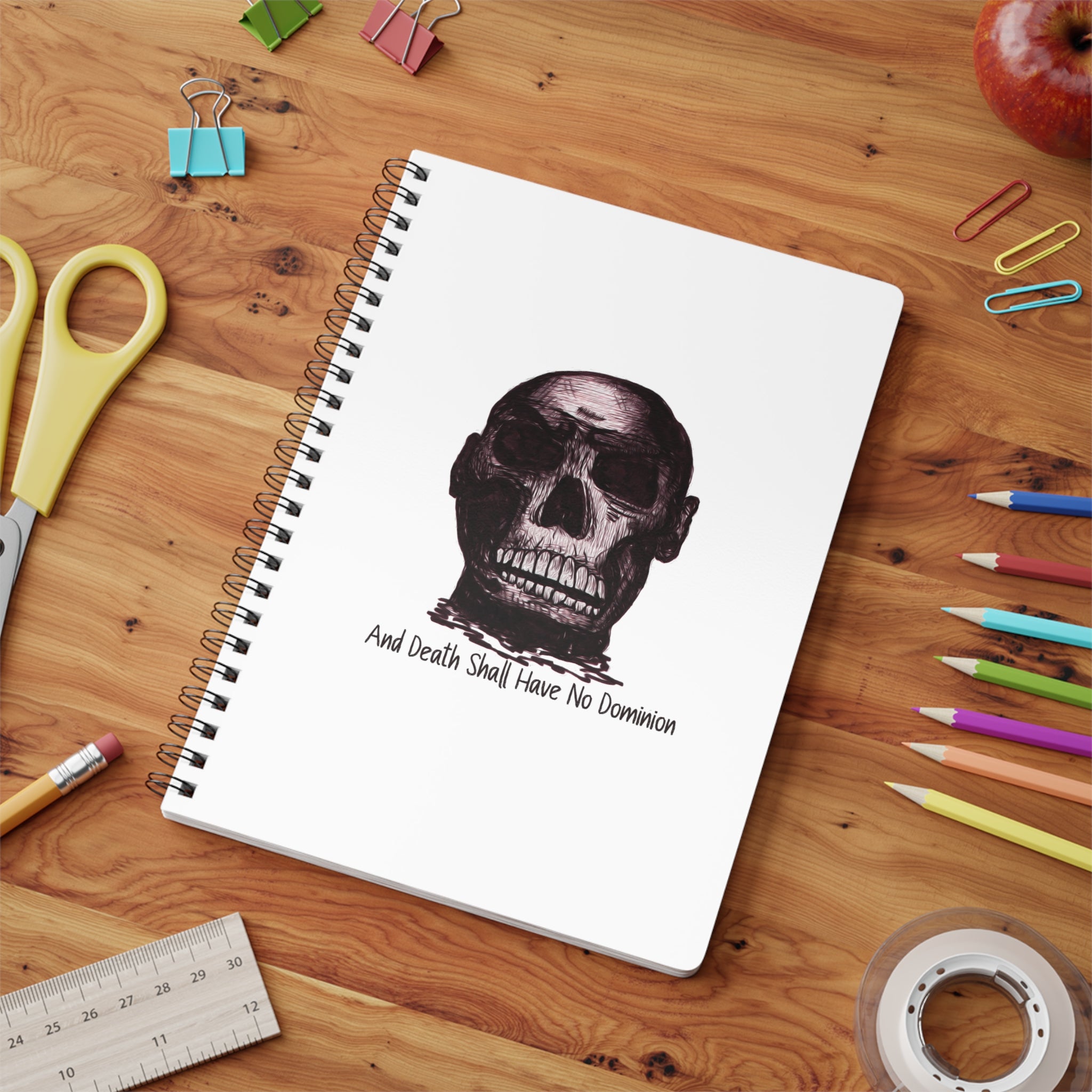Skull Design by PhatBob. Skull Journal — “And Death Shall Have No Dominion” A5 Spiral Notebook