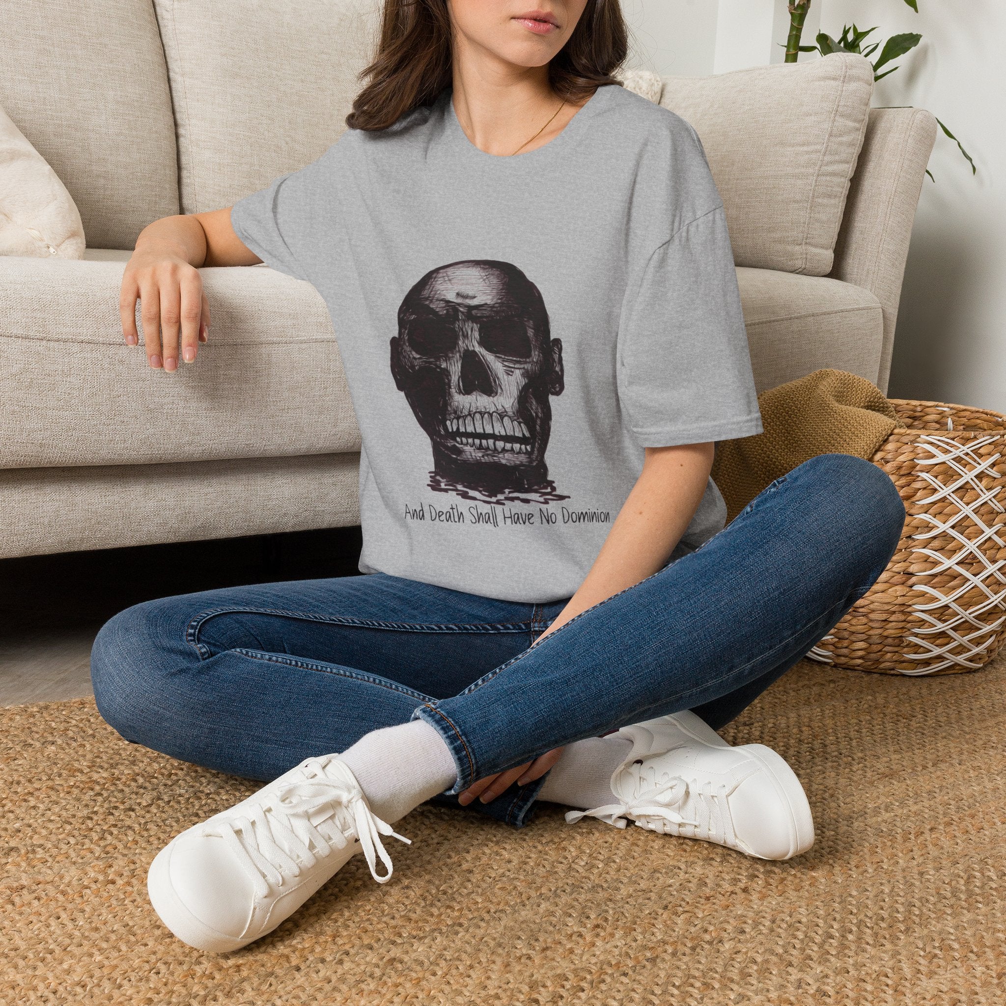 Skull Design by PhatBob. And Death Shall Have No Dominion. Skull Illustration T-Shirt — Bold Vintage Skull Graphic Tee