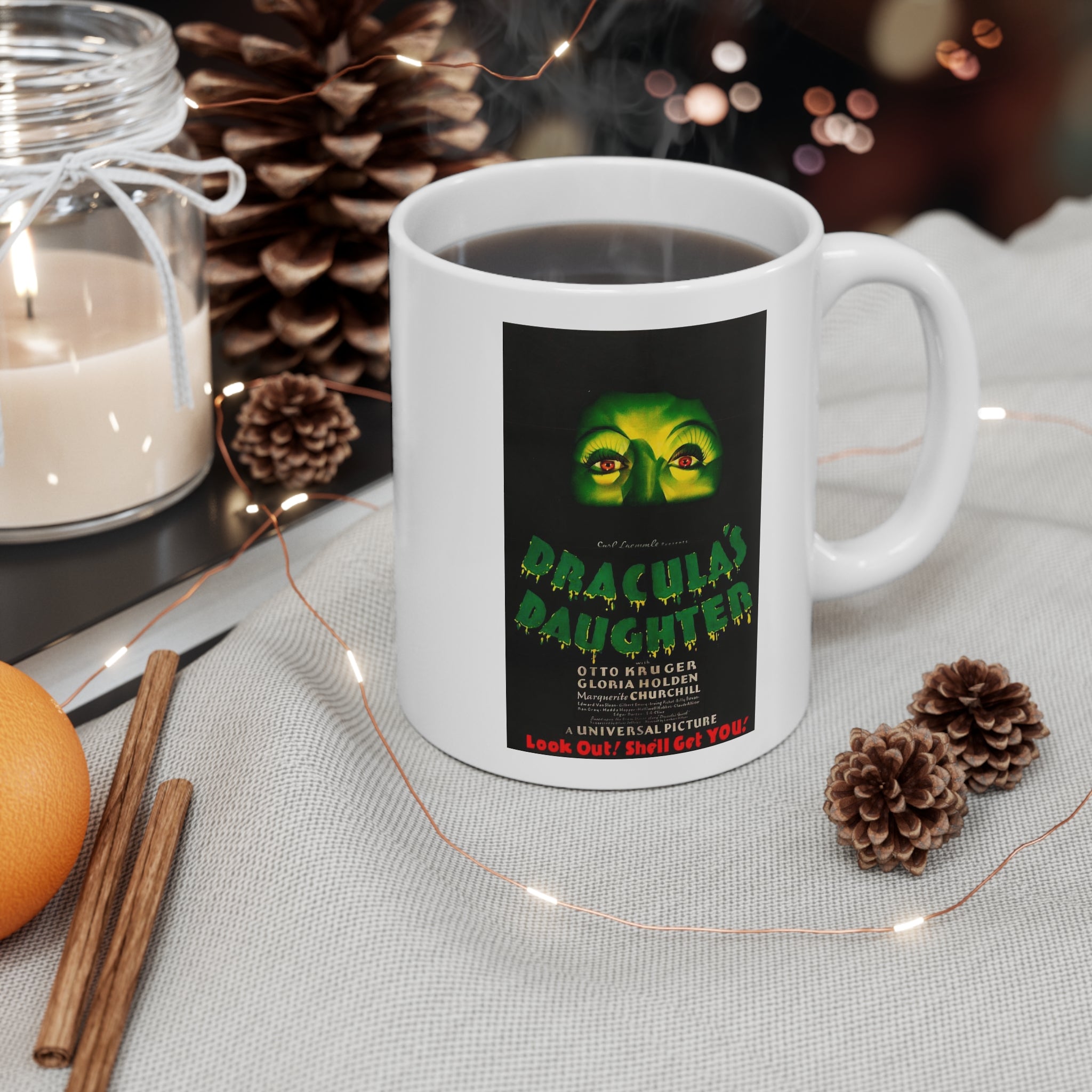 Dracula’s Daughter Horror Movie Poster Mug — 11oz Retro Gothic Coffee Cup