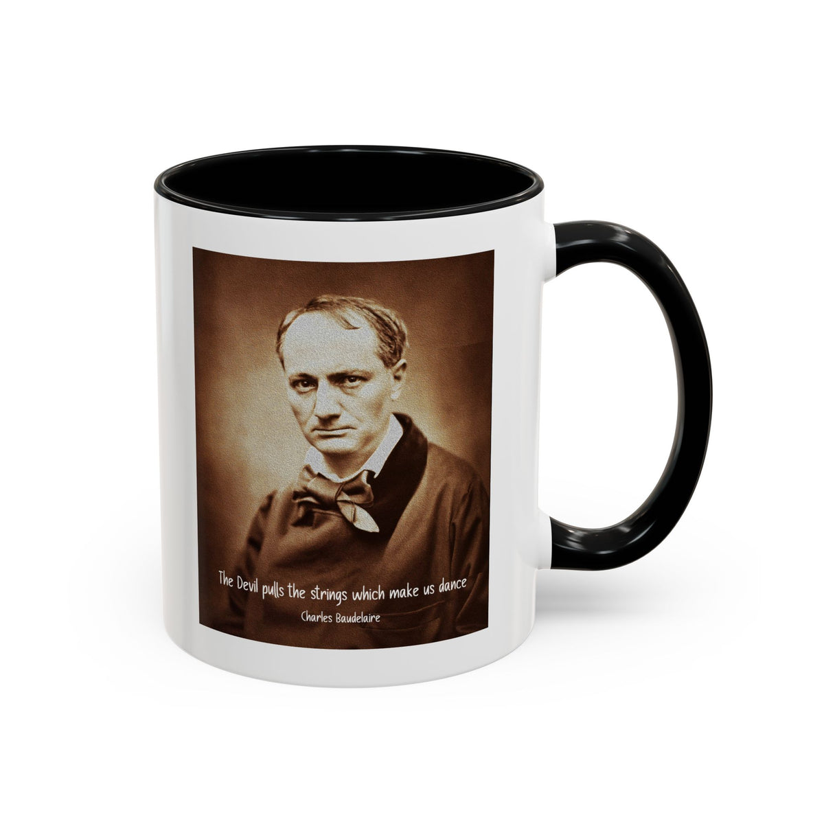 Vintage Portrait Mug with Charles Baudelaire Quote, Literary Gift (11/15oz)