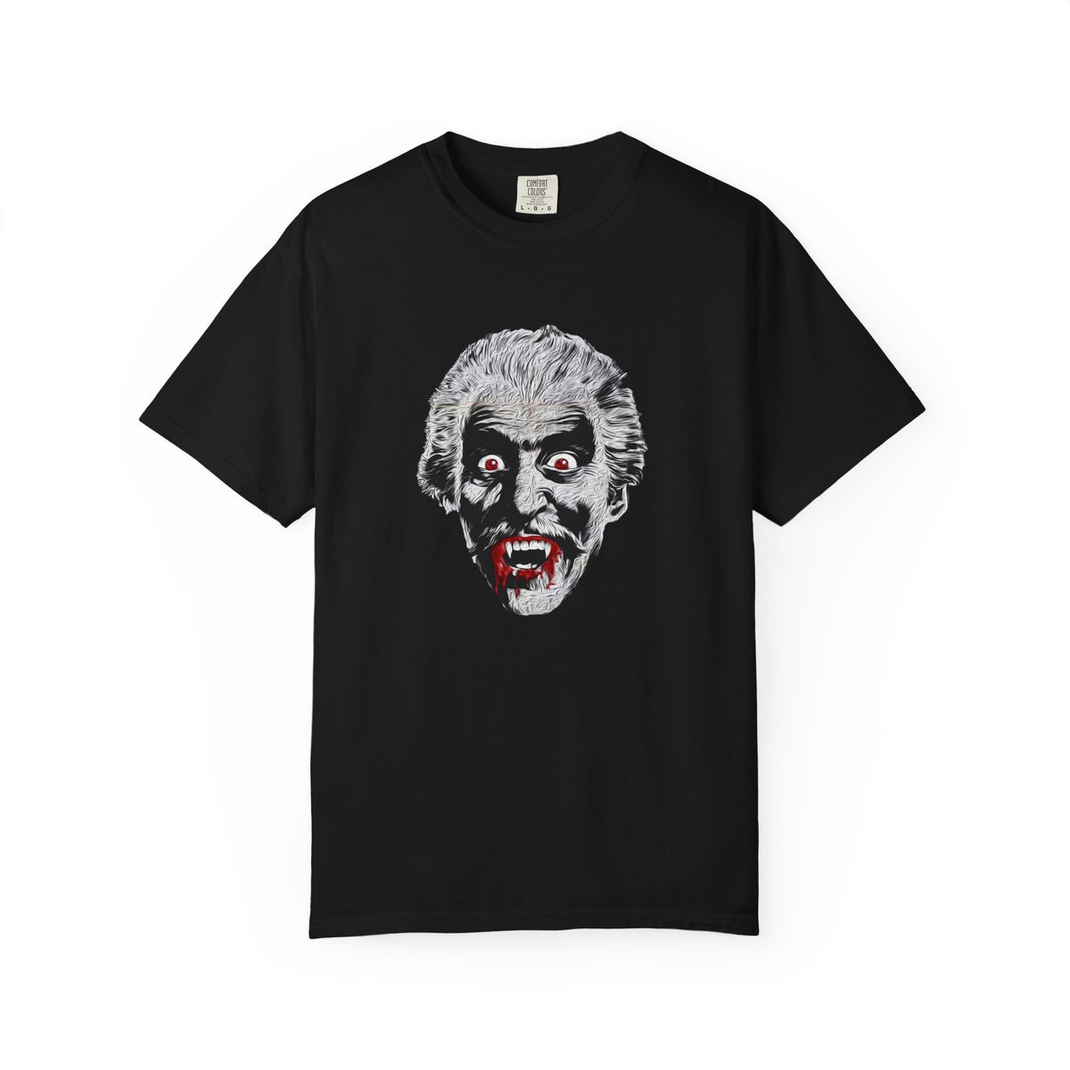 Vampire Face Graphic T-Shirt — Bloody Fangs Horror Tee