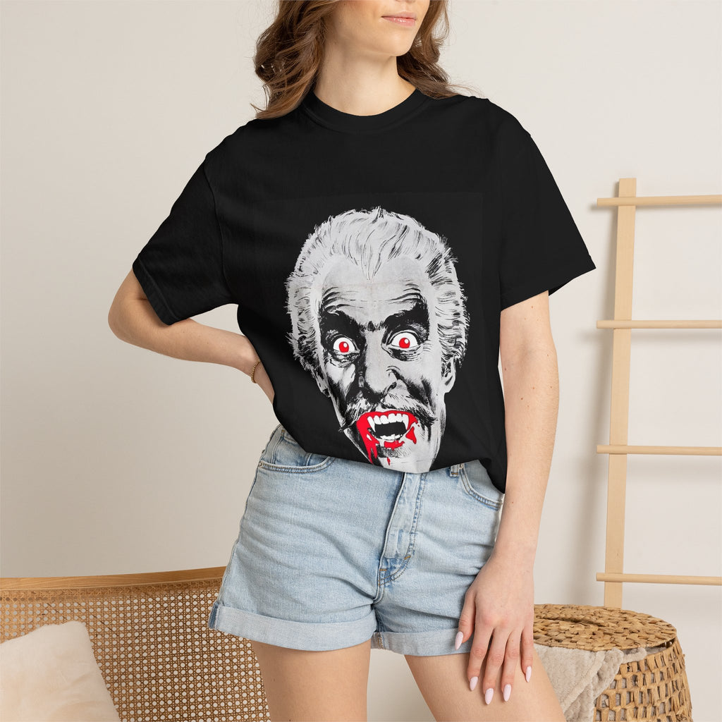 Vampire Face Graphic T-Shirt — Bloody Fangs Horror Tee