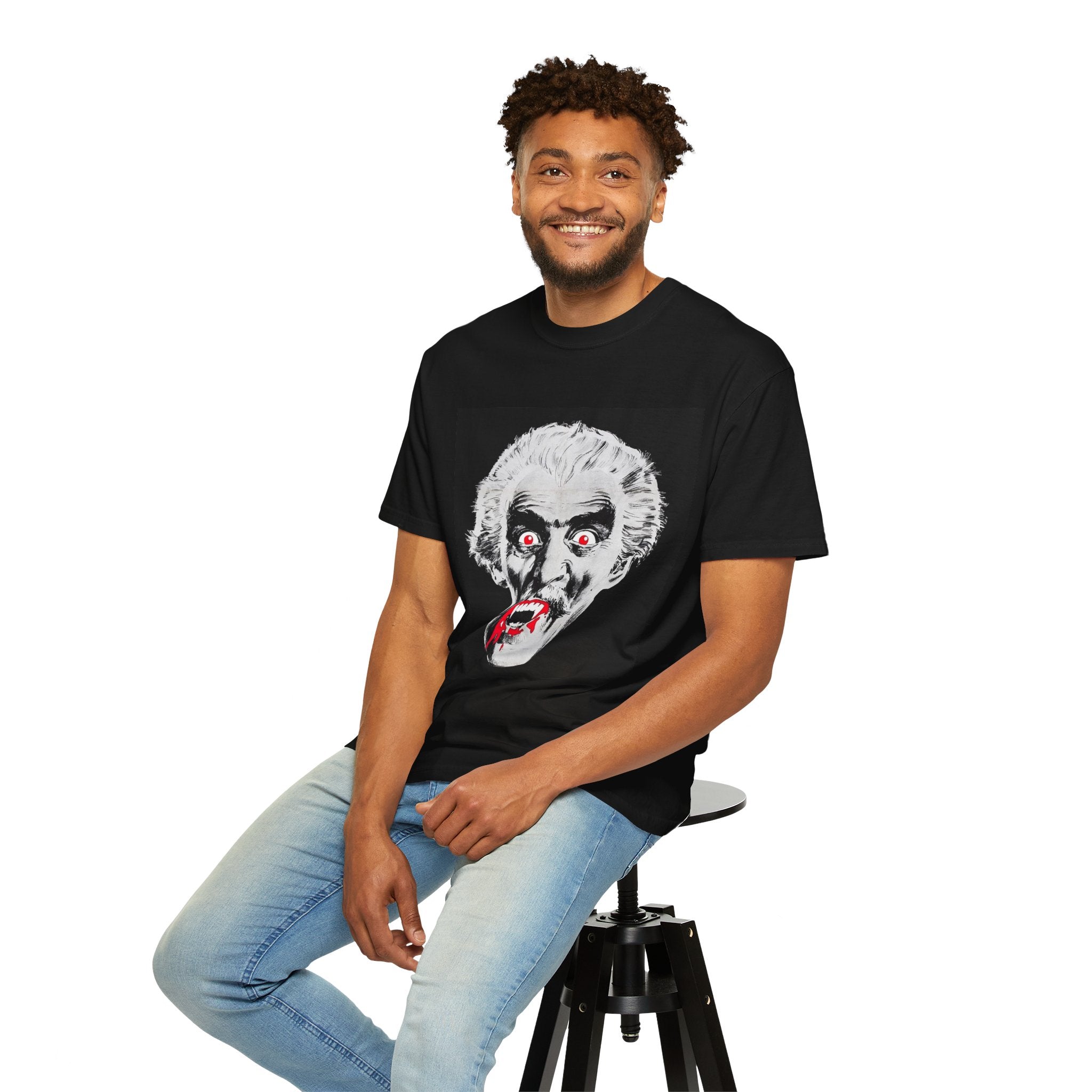 Vampire Face Graphic T-Shirt — Bloody Fangs Horror Tee