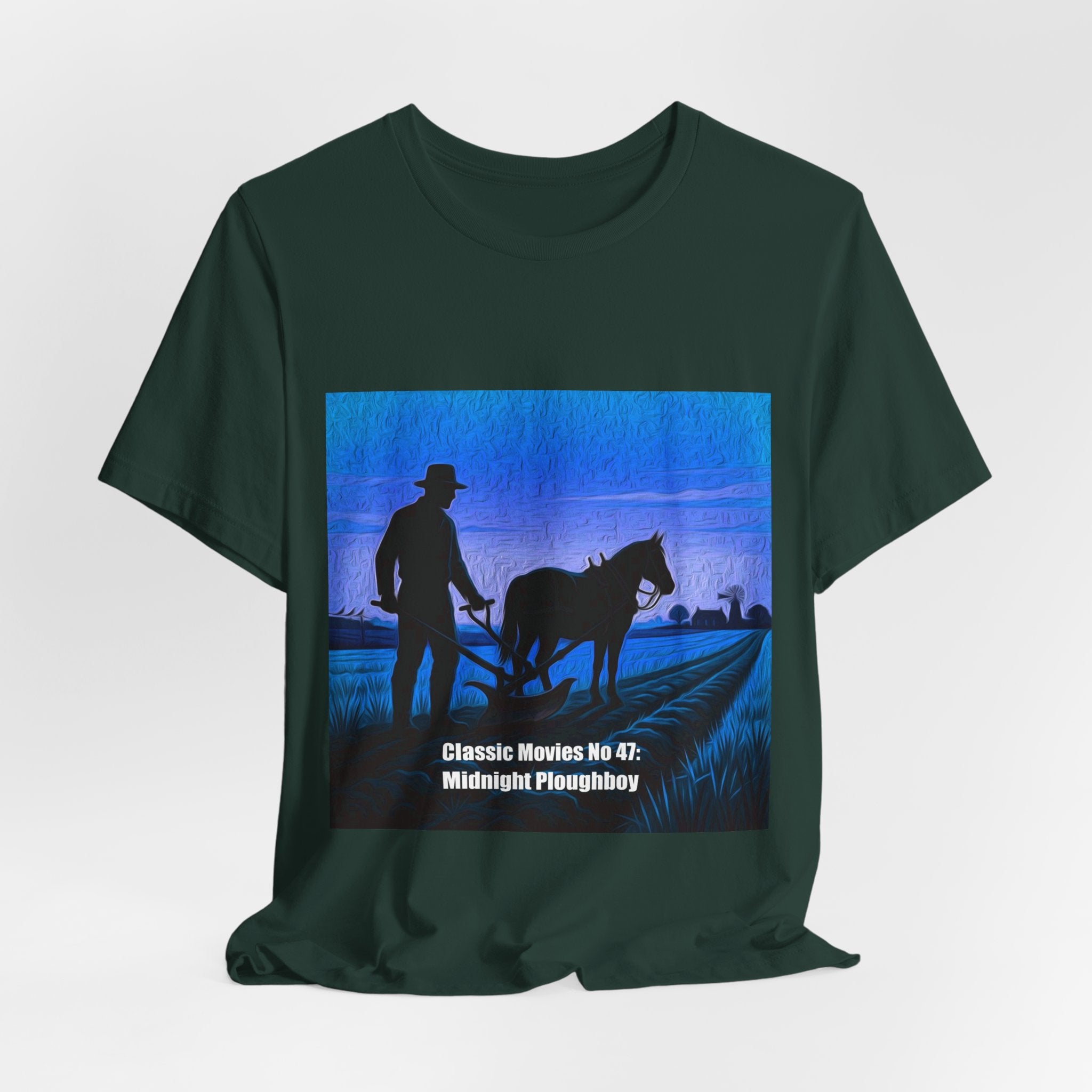 Classic Movies No 47 - Midnight Ploughboy Silhouette with Horse T-Shirt | Sunset Scene